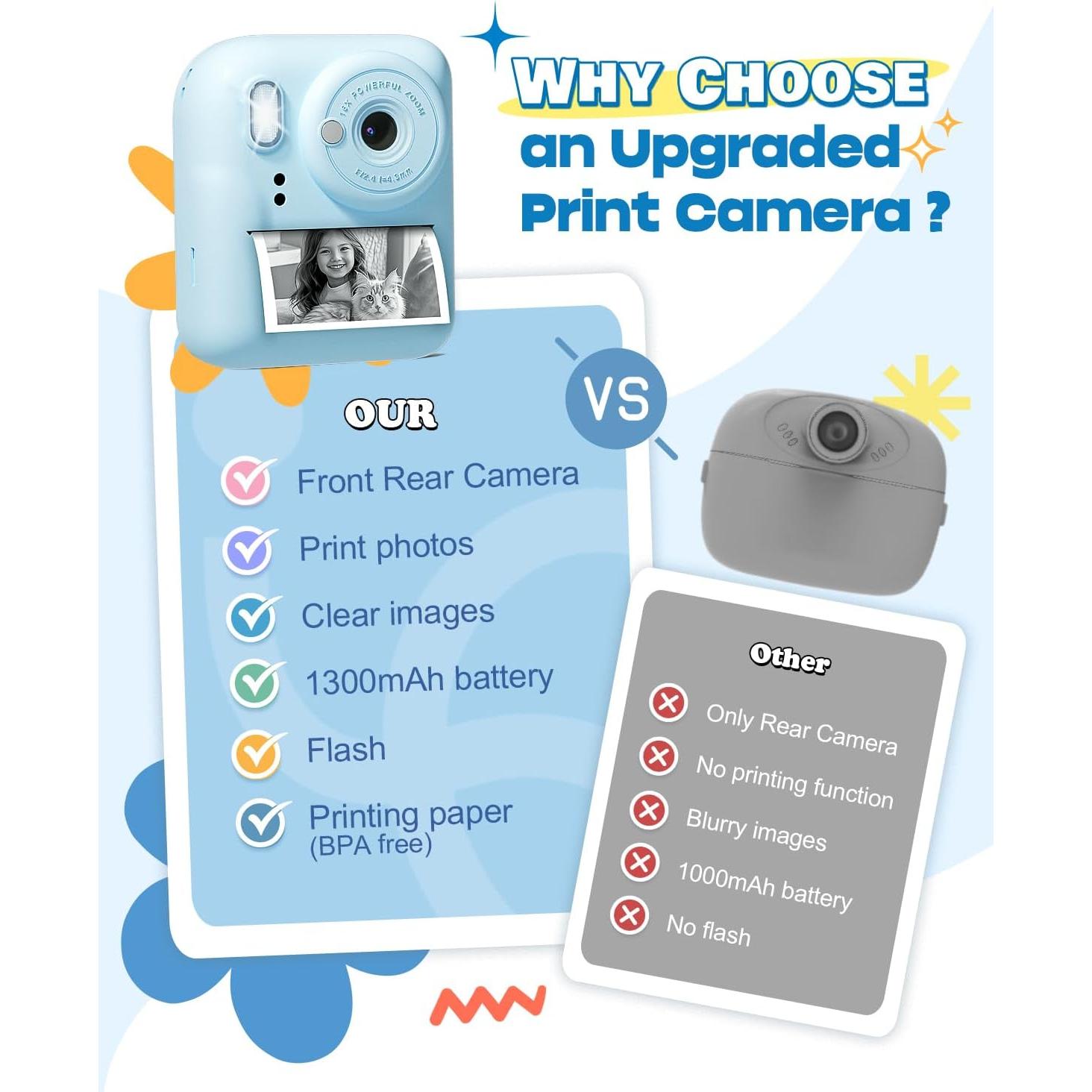 Cámara Instantánea Seckton para Niños 48MP Azul