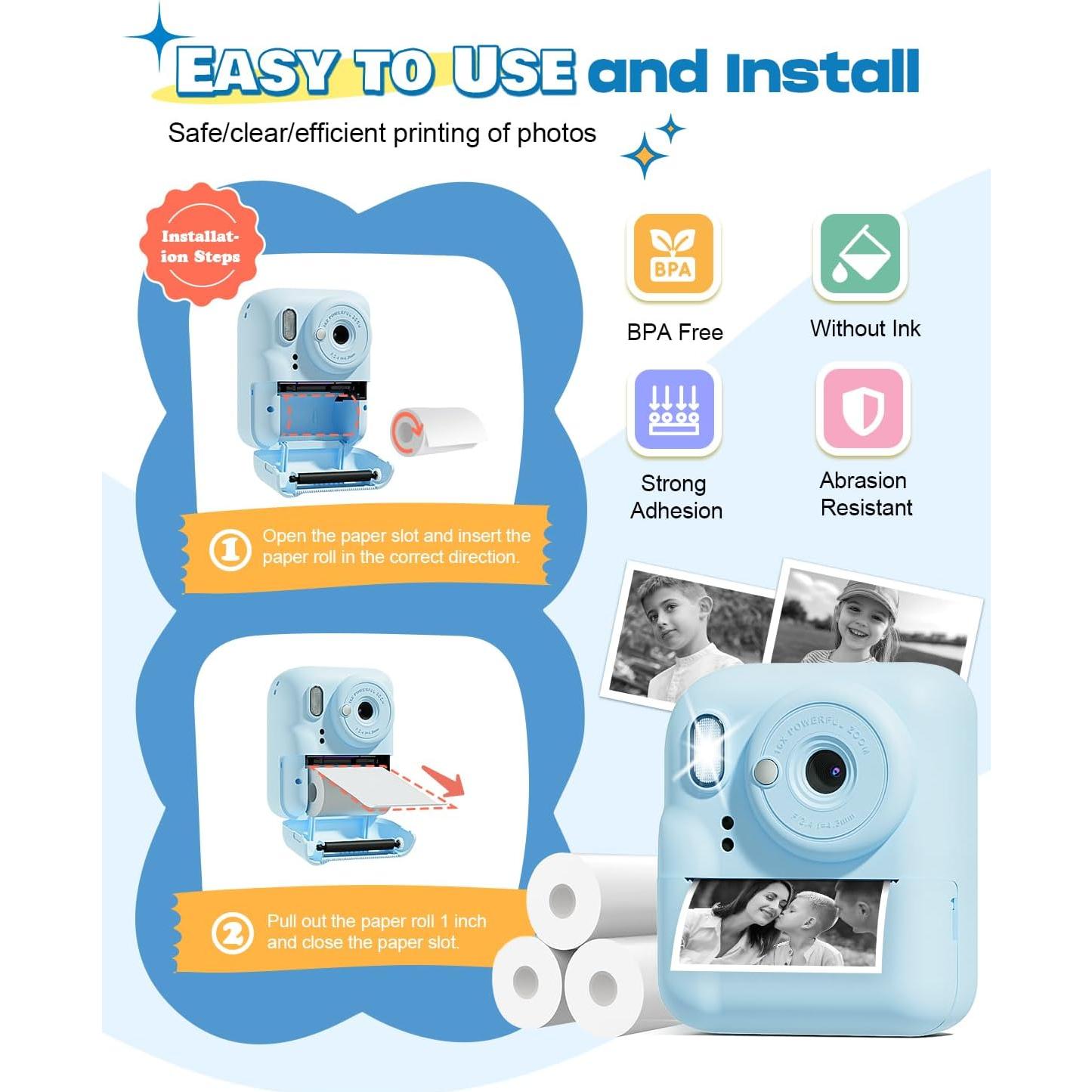 Cámara Instantánea Seckton para Niños 48MP Azul