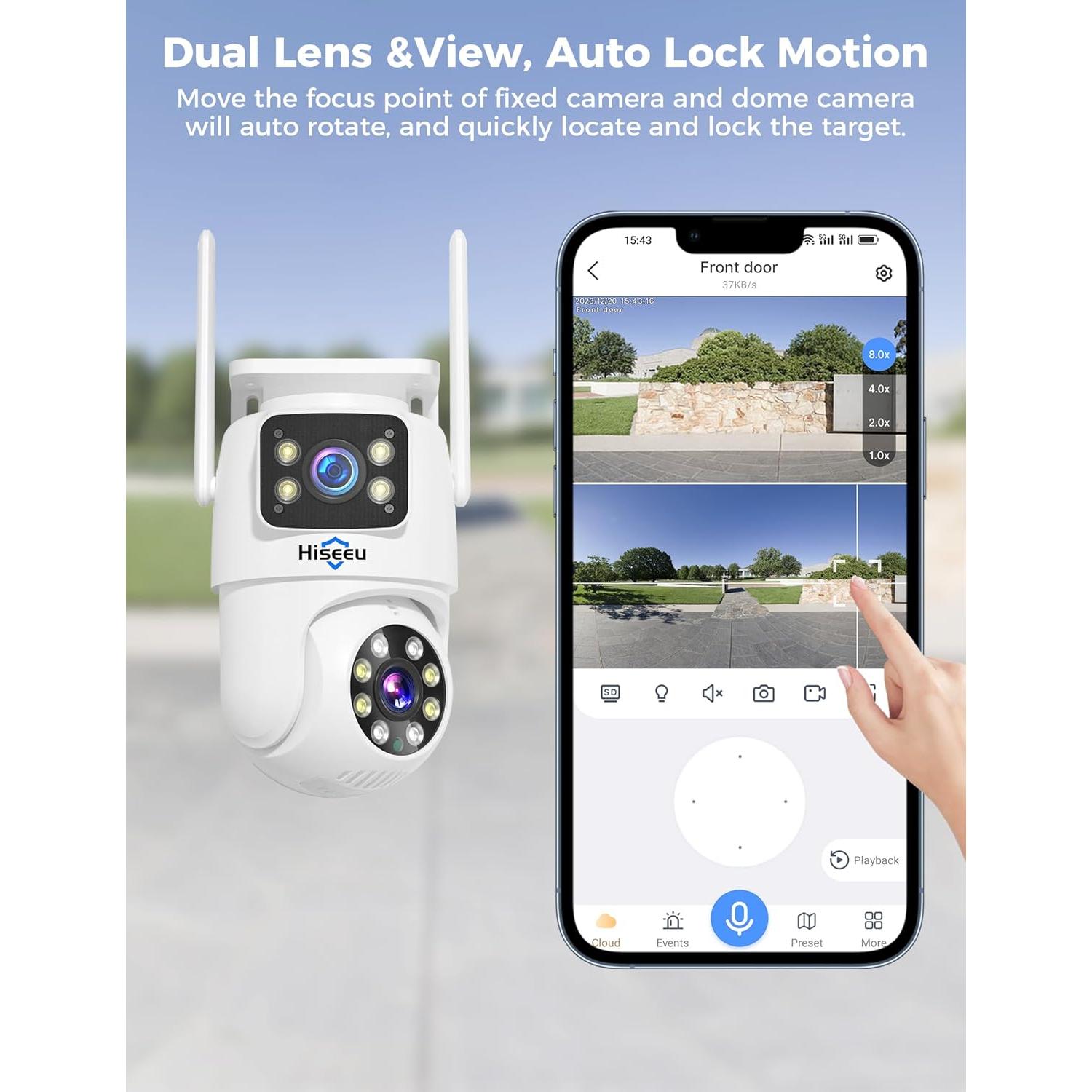 Cámara de Seguridad Inalámbrica Hiseeu TZ-HB312, 1296p, IP65