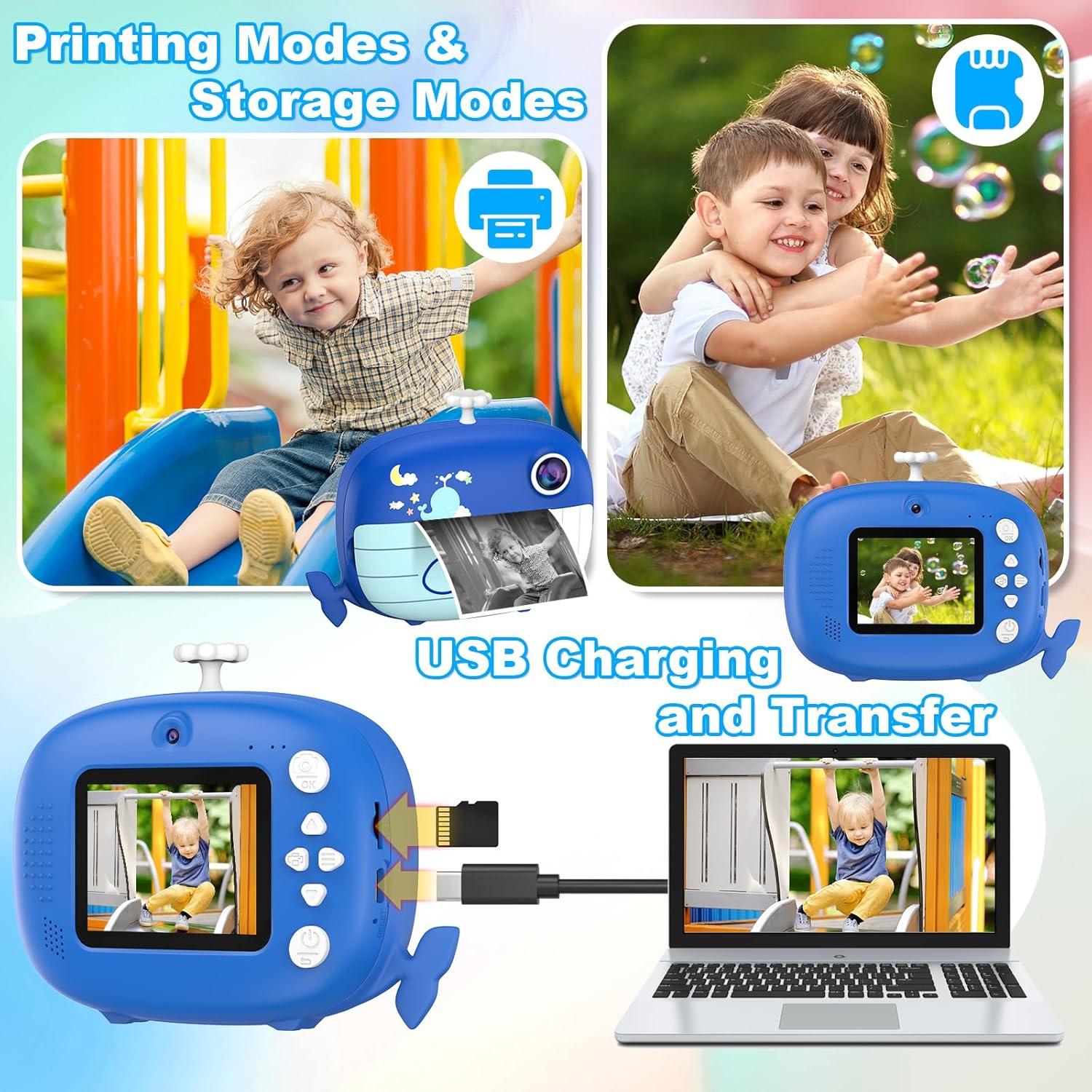 Cámara Instantánea Usteetic P82 para Niños 12MP 1080P Azul
