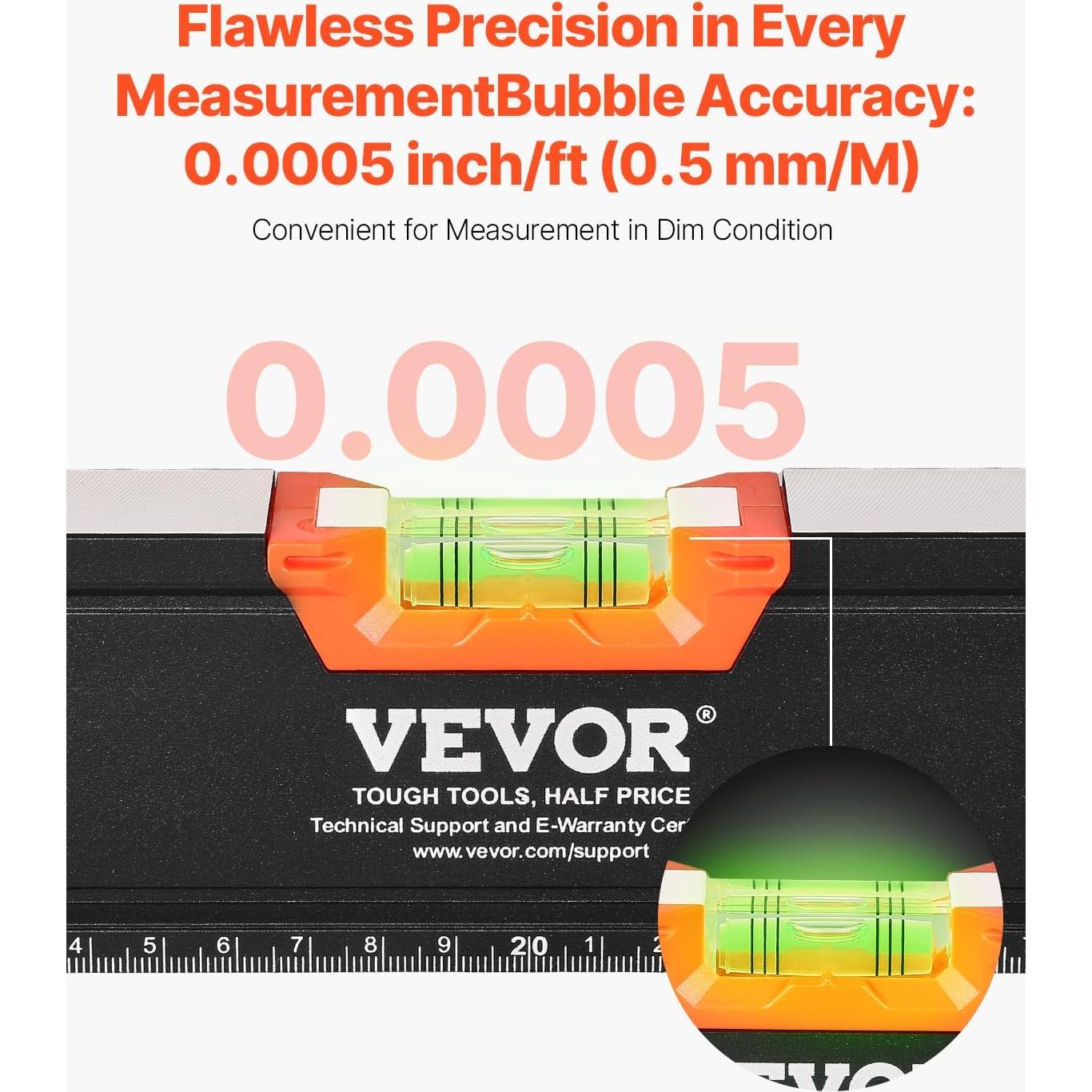 Juego de Niveles Torpedo VEVOR 4 Piezas Aluminio 10-48 cm