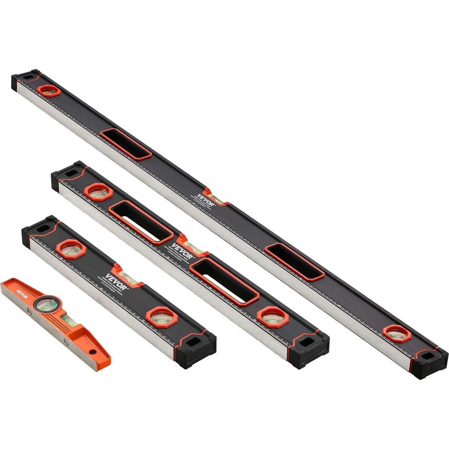 Juego de Niveles Torpedo VEVOR 4 Piezas Aluminio 10-48 cm