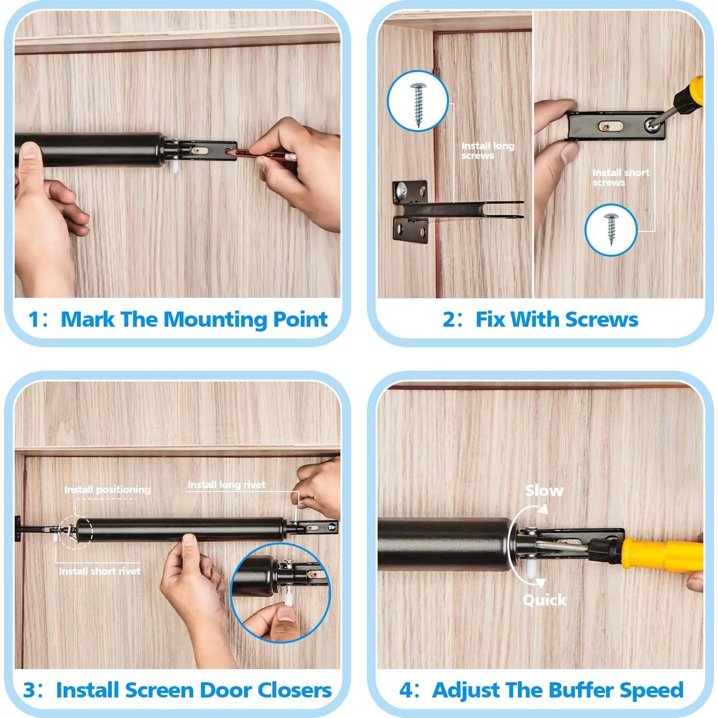 Cierre Neumático para Puertas de Pantalla MaxxGeek Negro