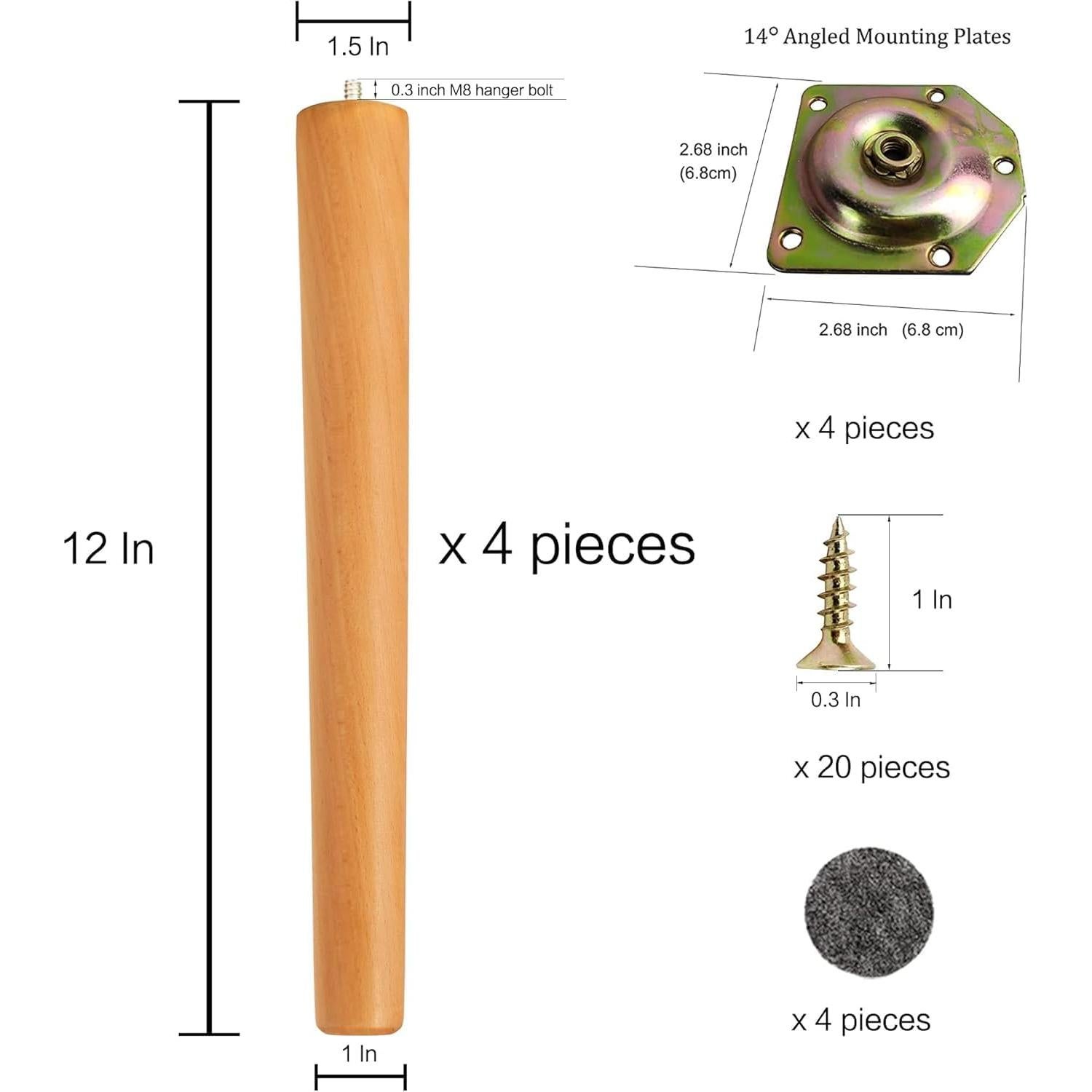 Piernas de Muebles LIANGYUN 30.48 cm Madera Sólida Redondas