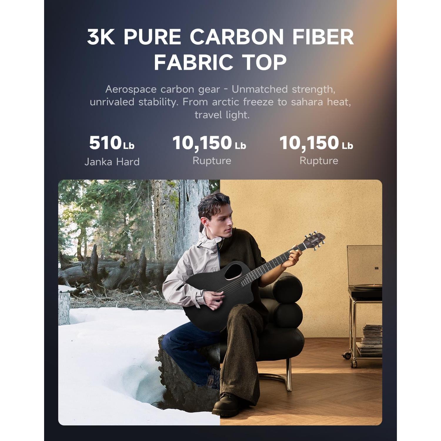 Guitarra Acústica Donner RISING-G1 38" Carbono y Caoba