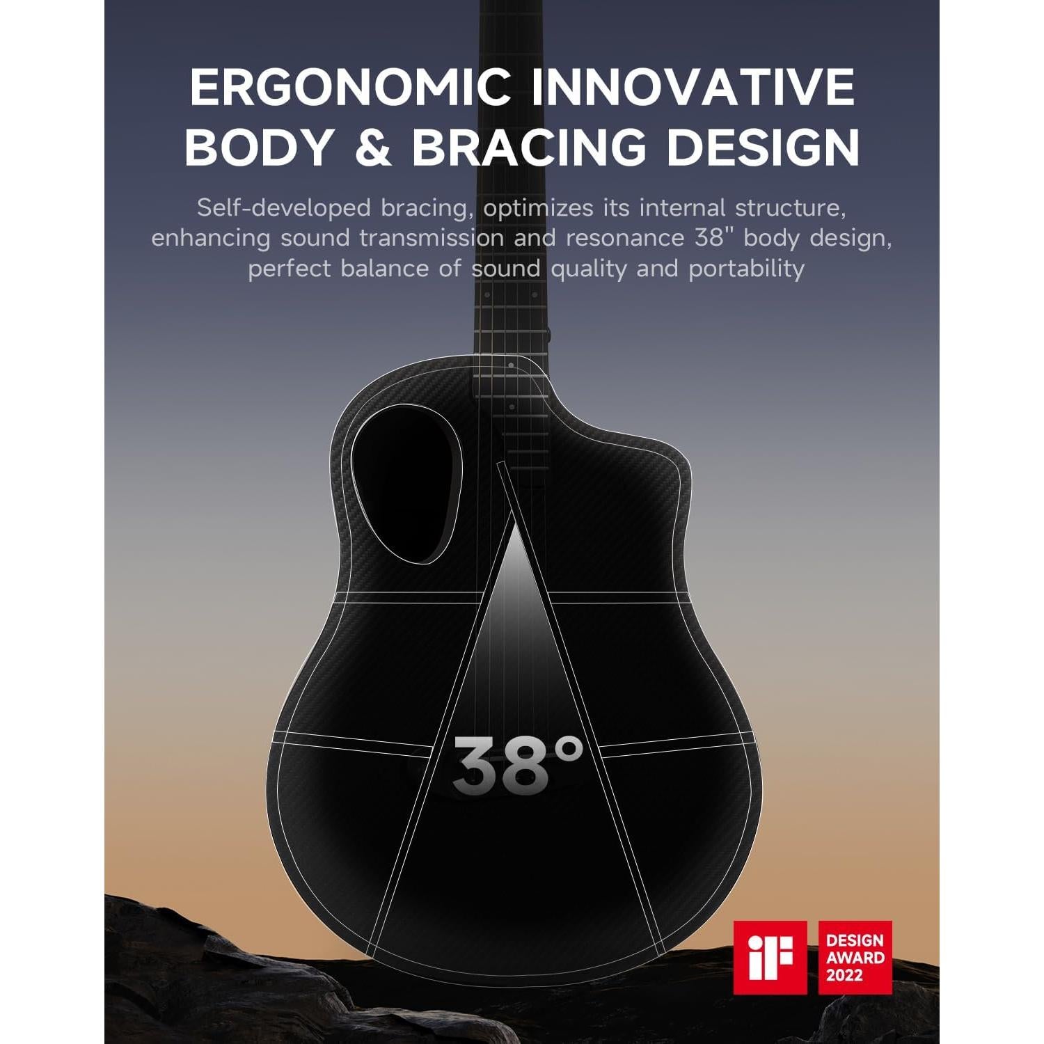 Guitarra Acústica Donner RISING-G1 38" Carbono y Caoba