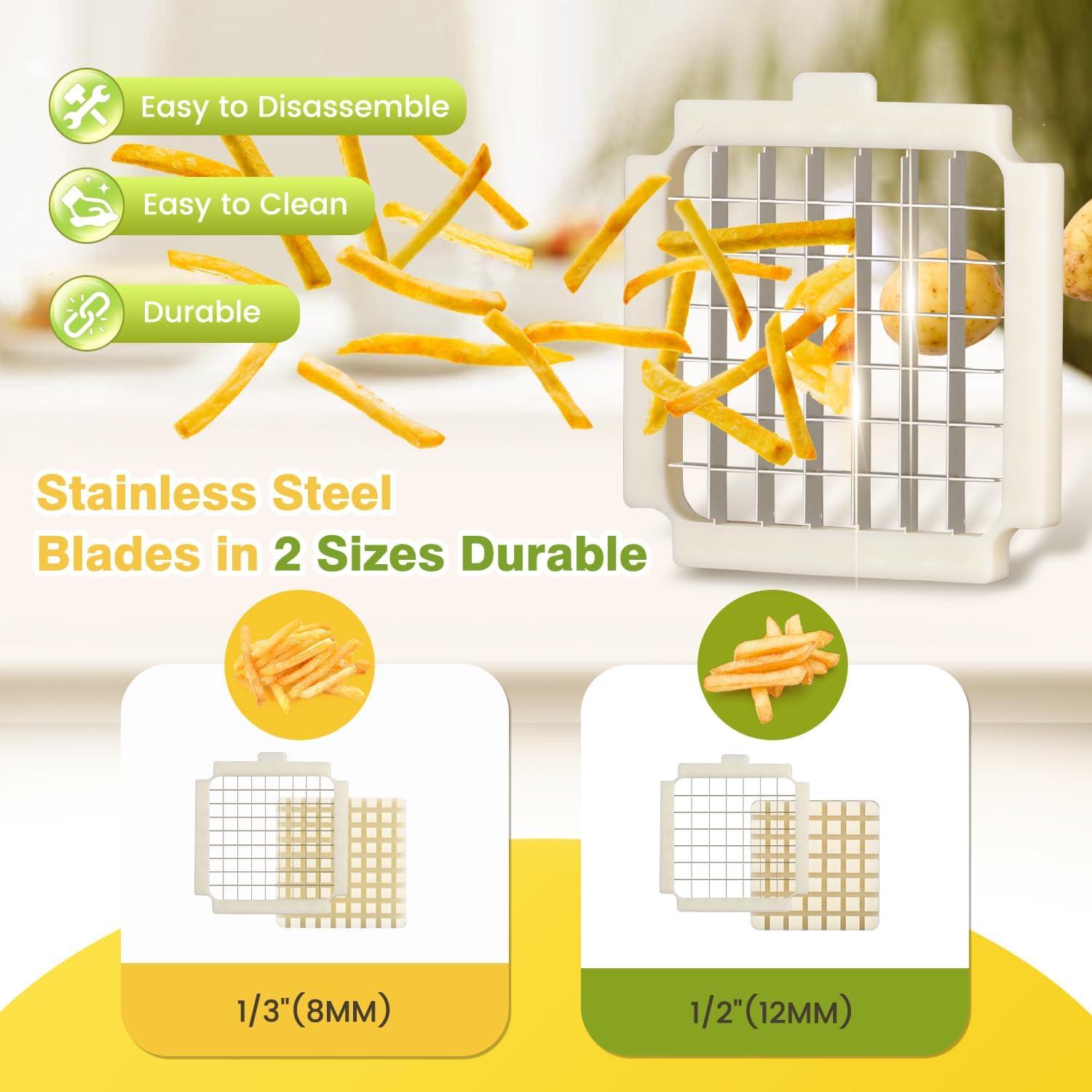 Cortadora de Papas Francesas Eléctrica Flyseago 2 Cuchillas 1.27cm 0.84cm