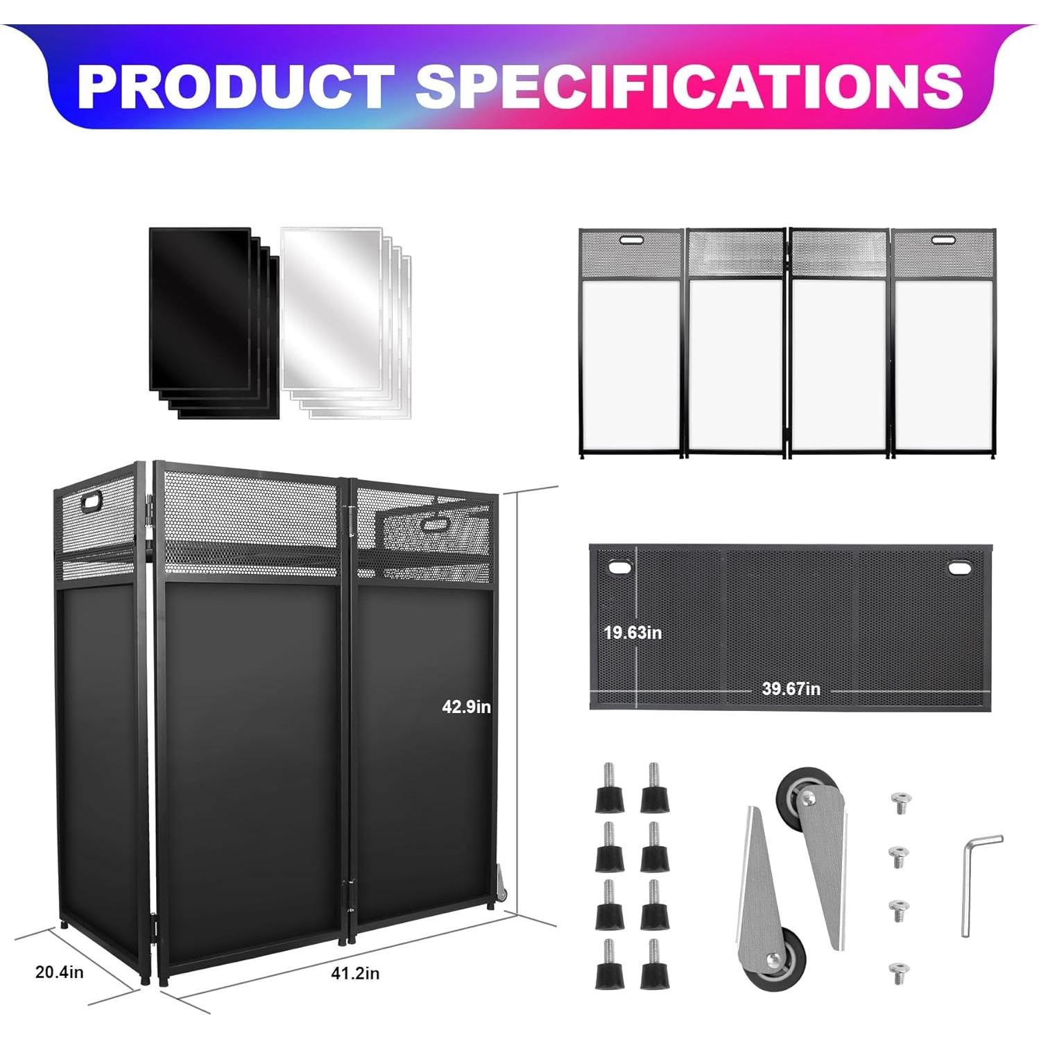 Mesa DJ Portátil Facade 104 cm x 50 cm - Estructura Metal Negra