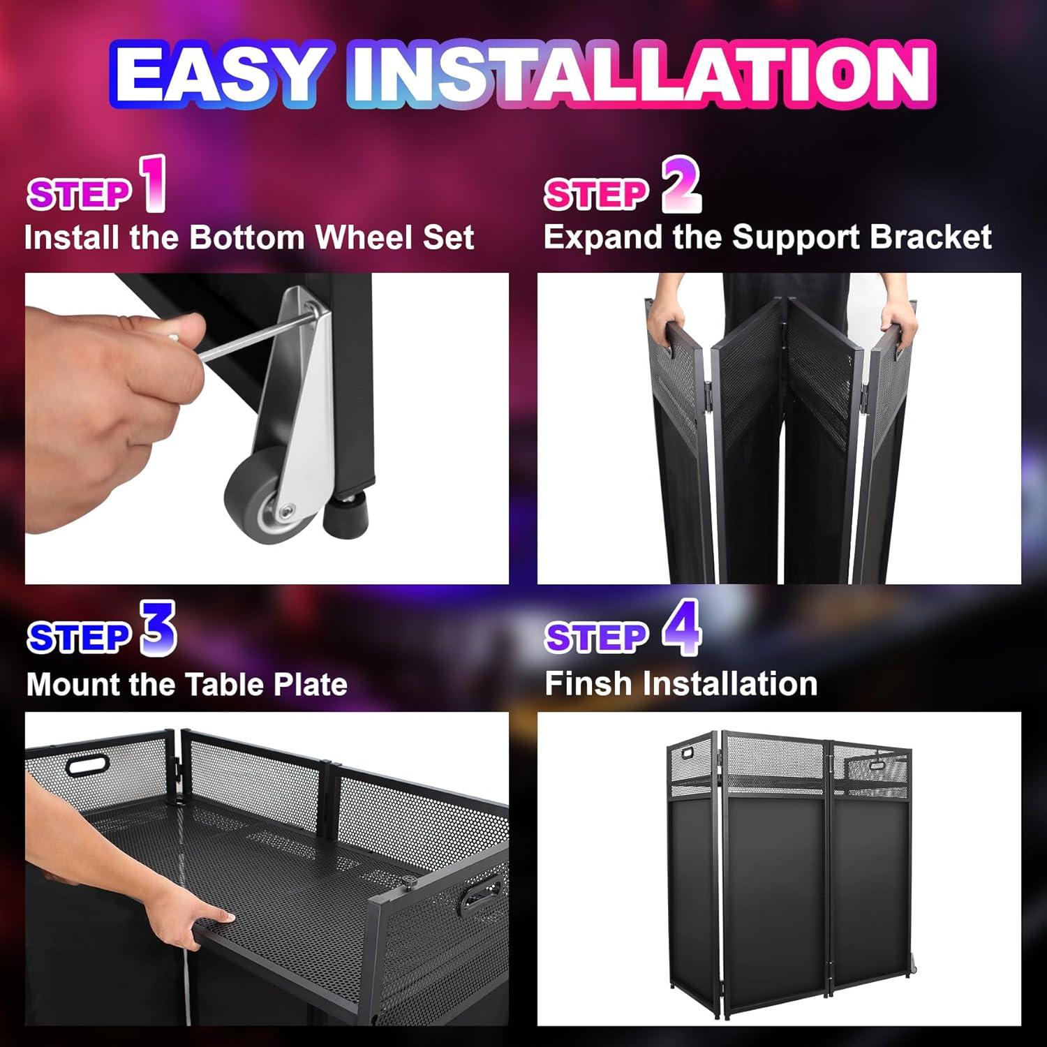 Mesa DJ Portátil Facade 104 cm x 50 cm - Estructura Metal Negra