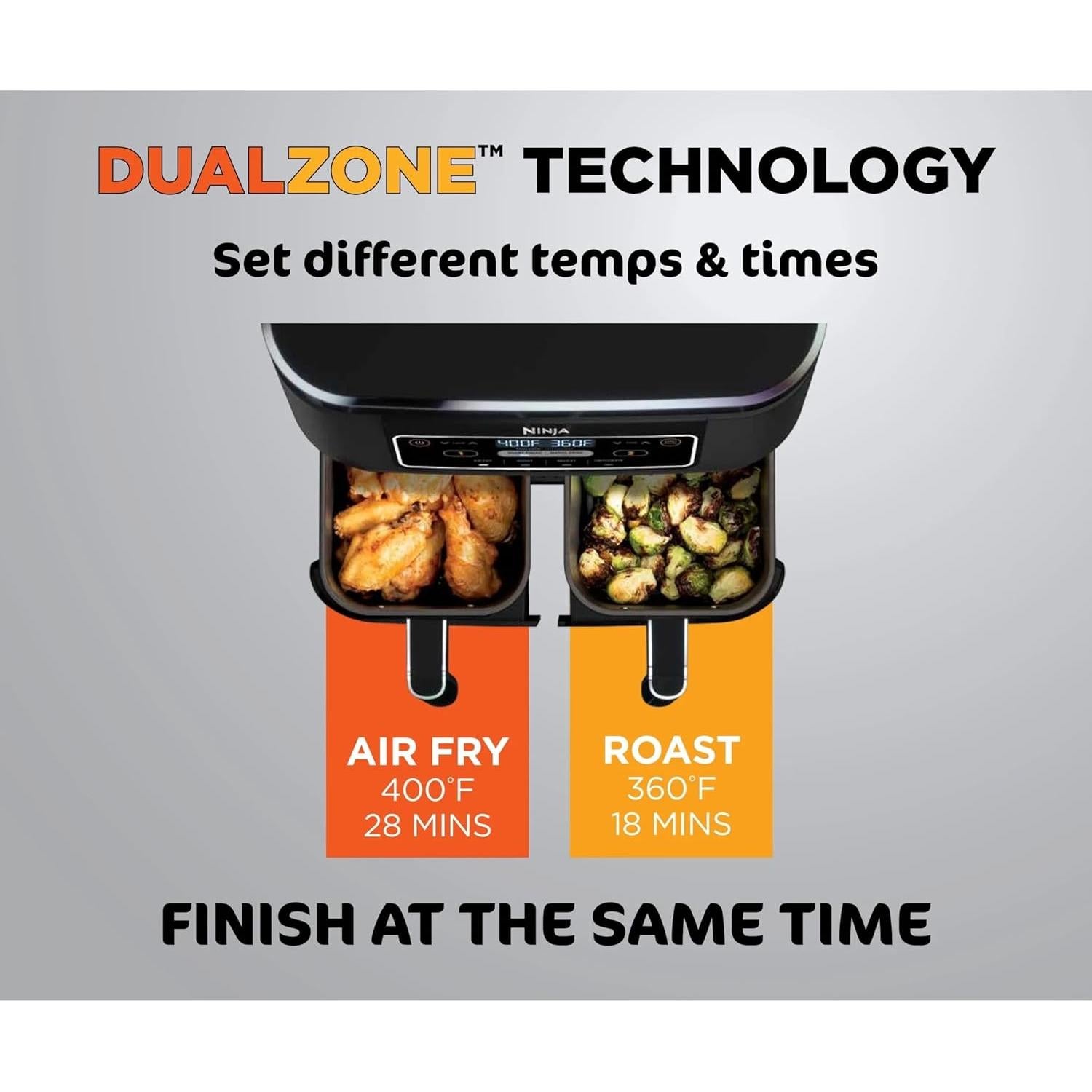 Freidora de Aire Ninja Foodi 4 en 1 8 Cuartos DualZone