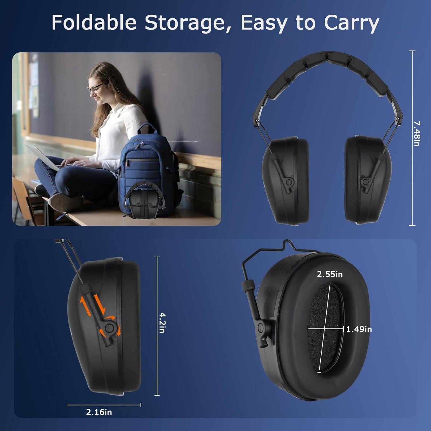 Orejeras de Seguridad HUARUI SNR 29 dB Ajustables para Tiro y Construcción