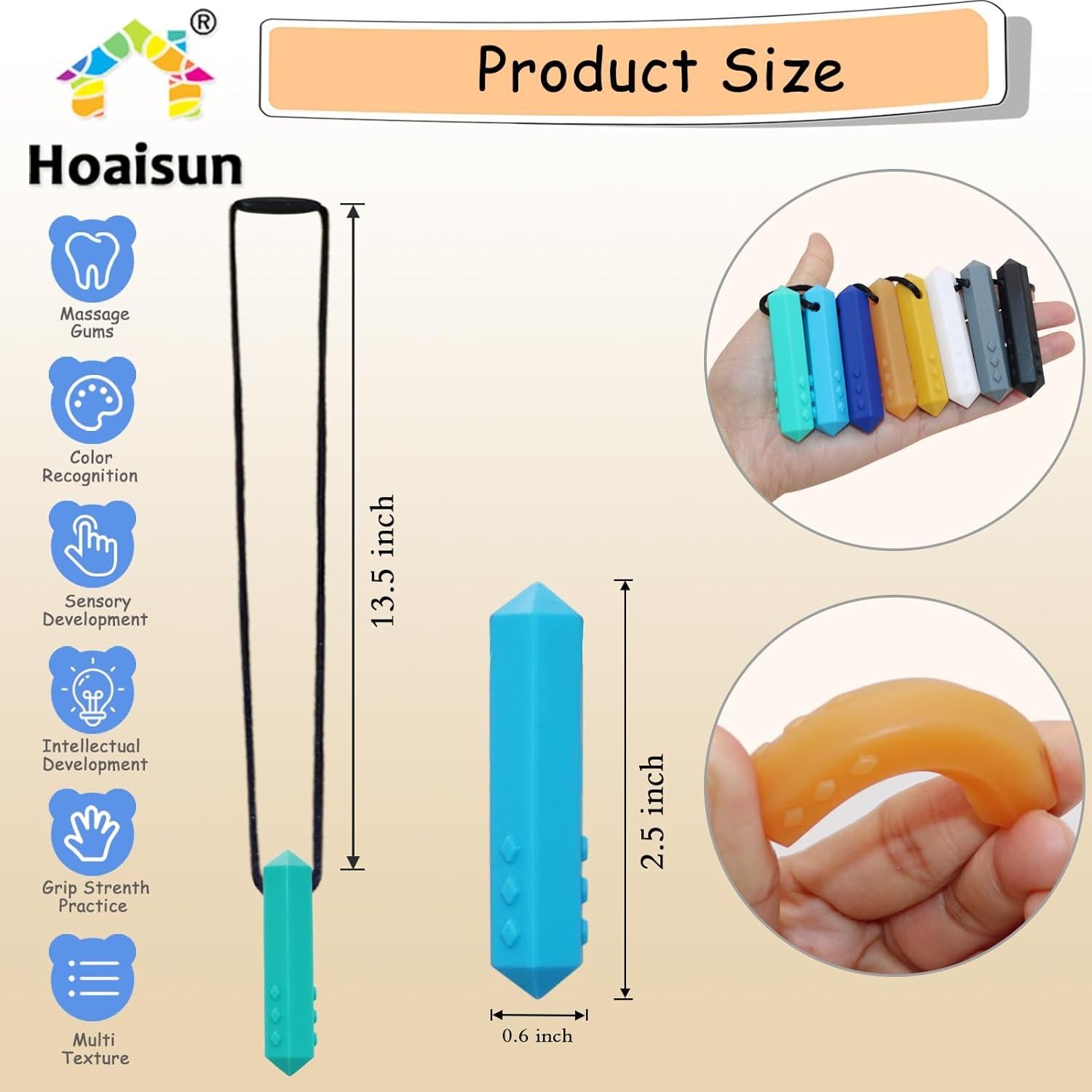 Collares Masticables Sensoriales Hoaisun - Paquete de 8 para Niños