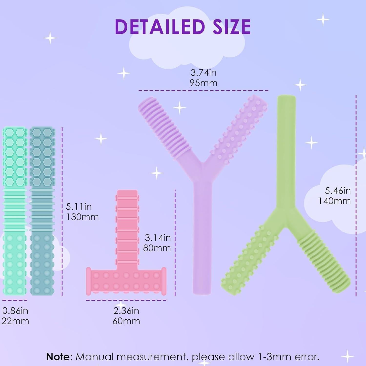 Juguetes Masticables Sensoriales ERKOON 5 Piezas Silicona Grado Alimenticio