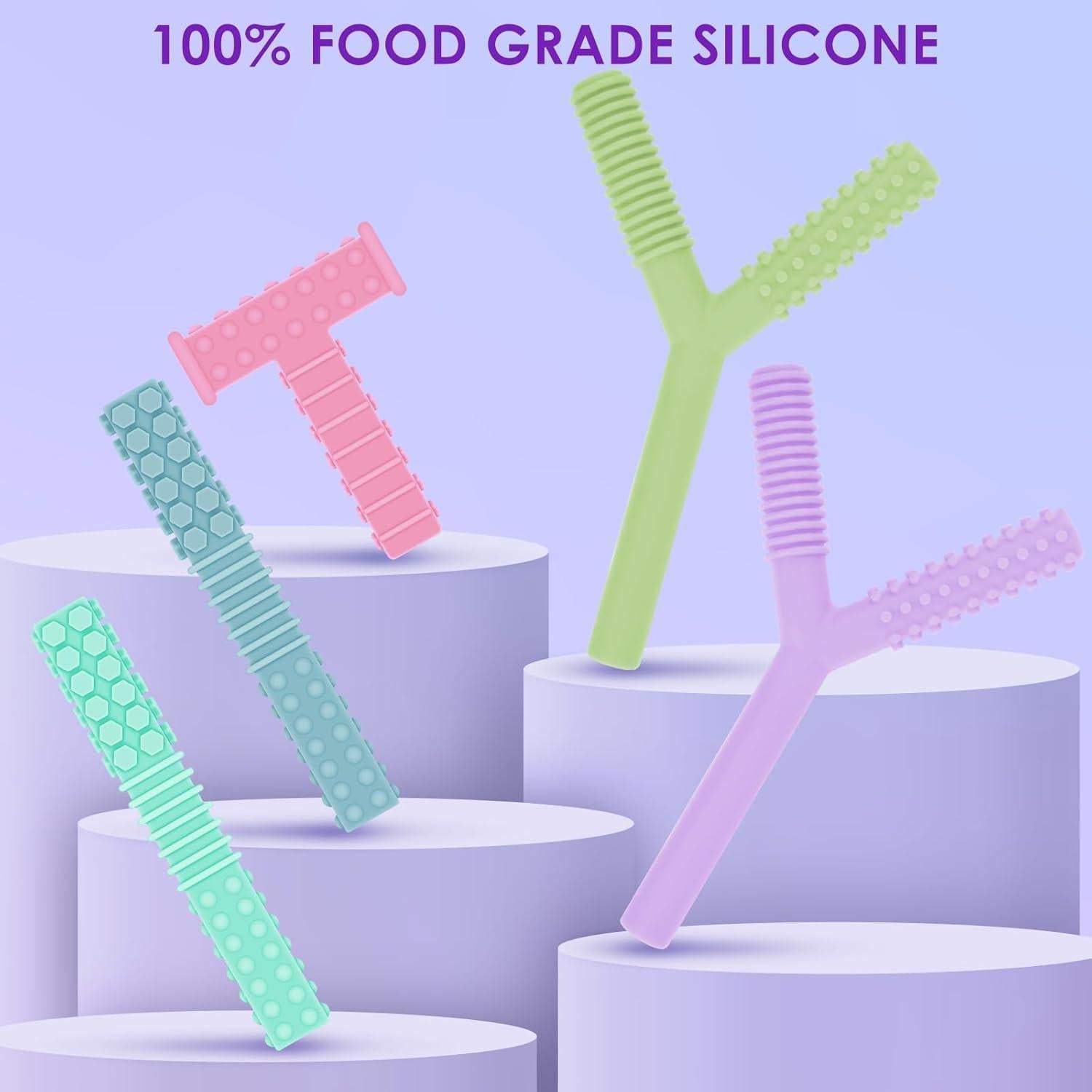 Juguetes Masticables Sensoriales ERKOON 5 Piezas Silicona Grado Alimenticio