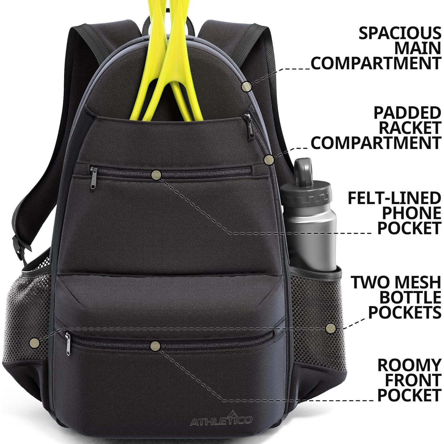 Mochila de Tenis Athletico City para 2 Raquetas - Negro