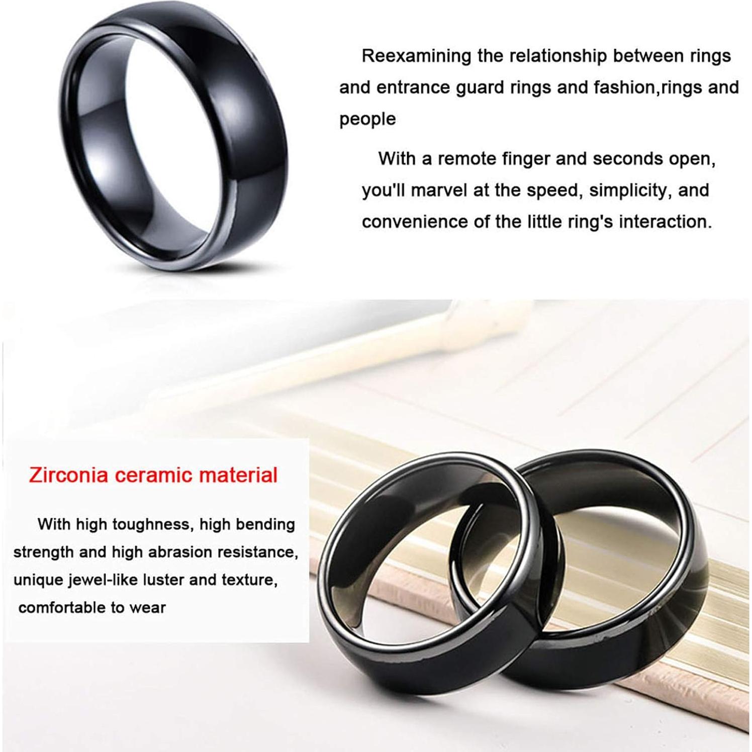 Anillo inteligente RFID T5577 Hecere 17mm Cerámica Negra