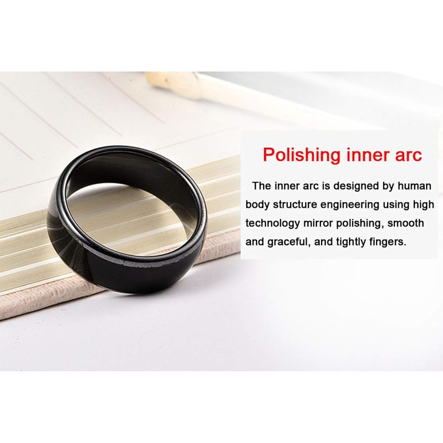 Anillo inteligente RFID T5577 Hecere 17mm Cerámica Negra