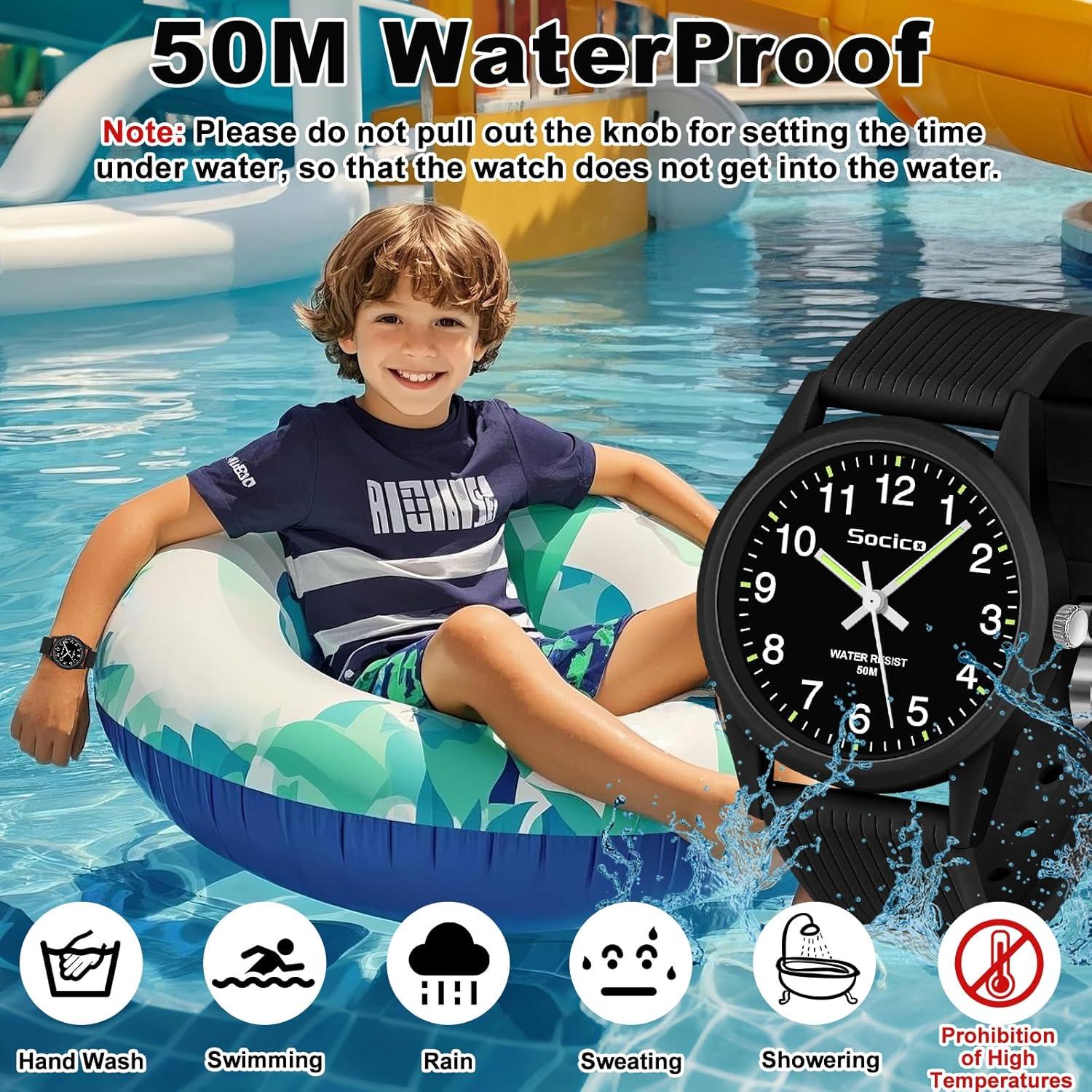 Reloj Analógico SOCICO para Niños 50M Impermeable Camo