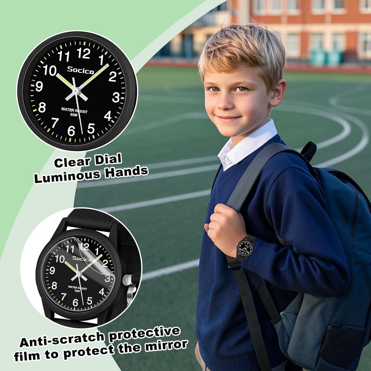 Reloj Analógico SOCICO para Niños 50M Impermeable Camo