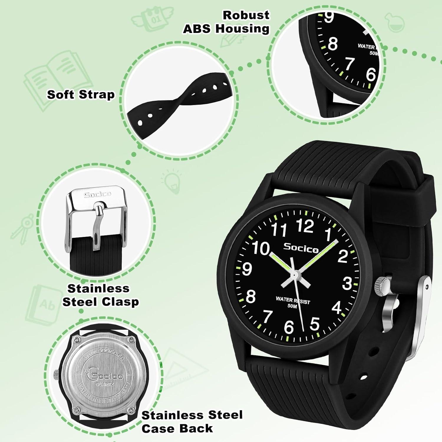 Reloj Analógico SOCICO para Niños 50M Impermeable Camo