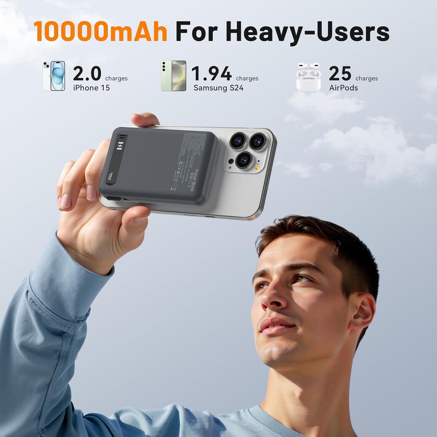 Cargador Portátil Magnético 10,000mAh C-Smartlink Qi2 15W