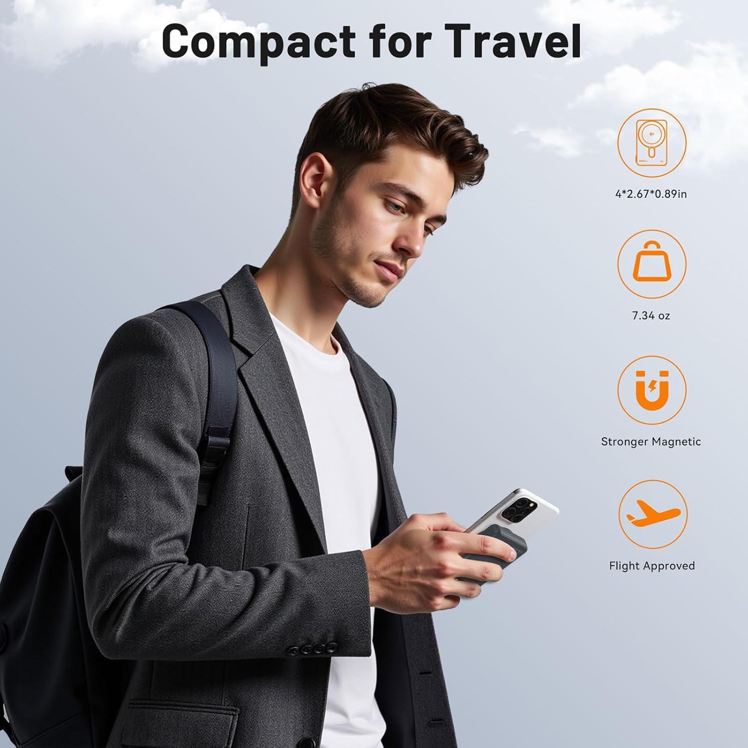 Cargador Portátil Magnético 10,000mAh C-Smartlink Qi2 15W