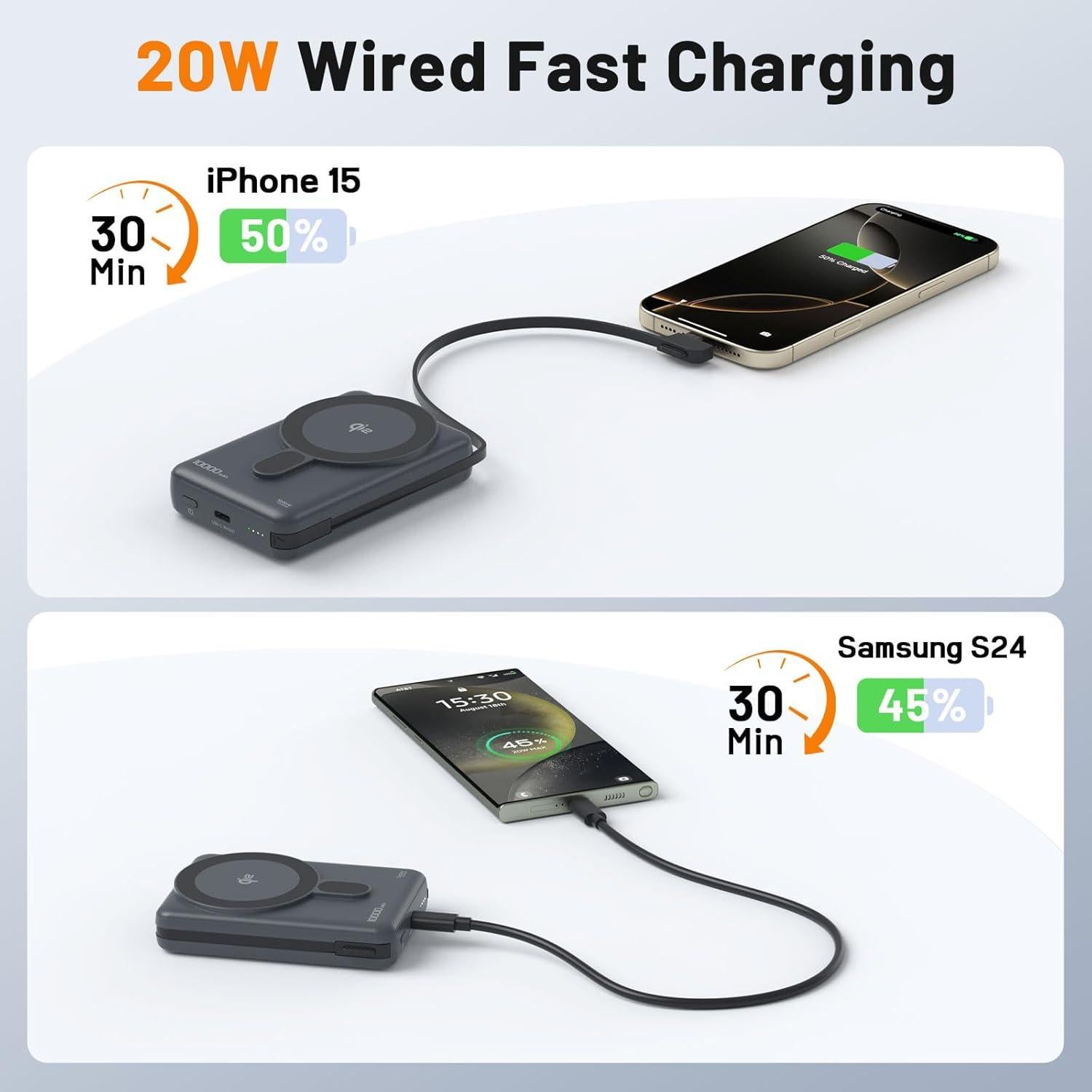 Cargador Portátil Magnético 10,000mAh C-Smartlink Qi2 15W