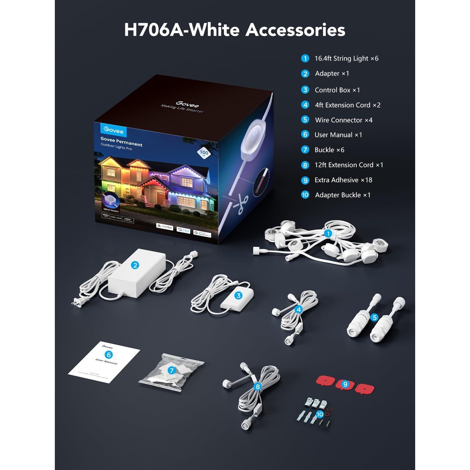 Luces LED RGBIC Govee Pro 30.48m IP67 para Exterior