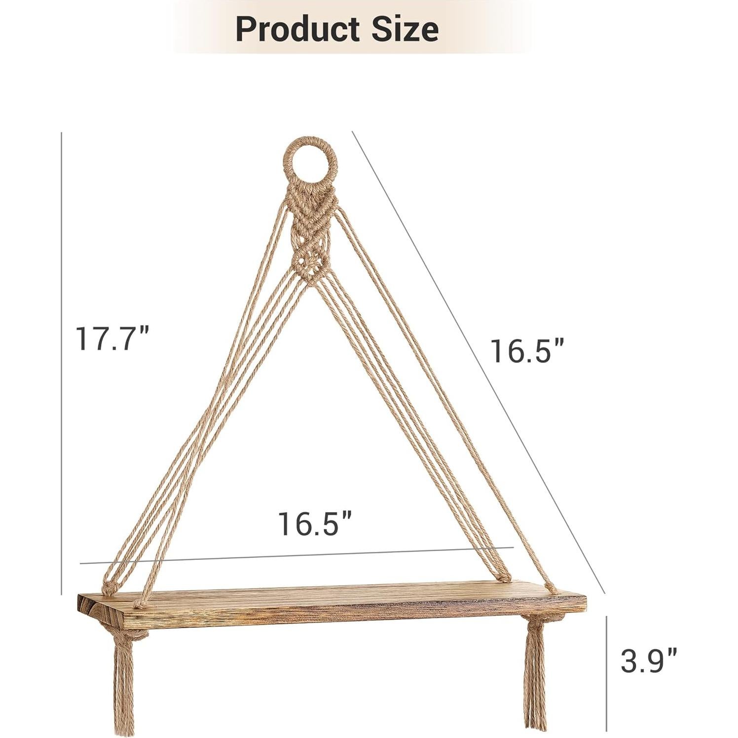 Estantes Colgantes de Madera Mkono Boho Juego de 2