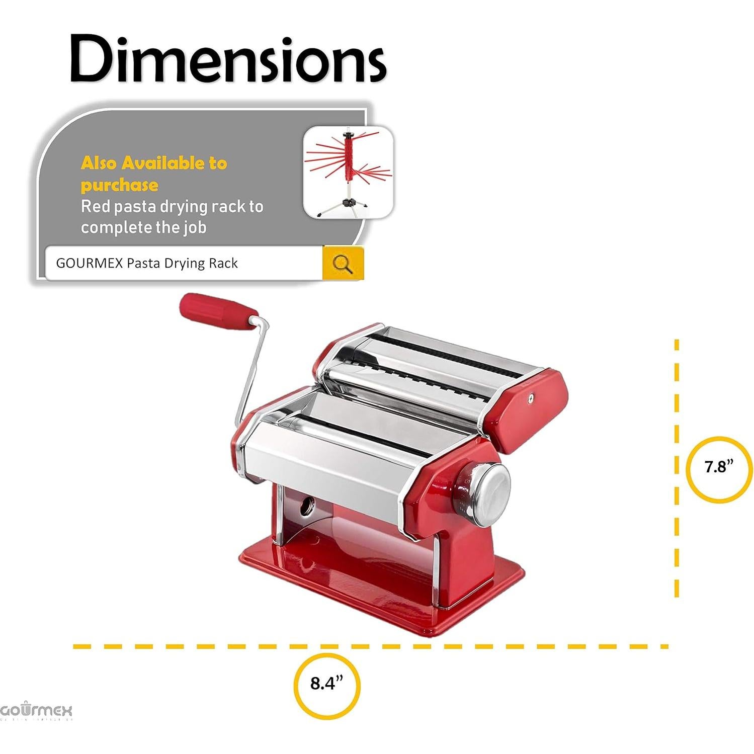 GOURMEX Máquina de Pasta Manual Acero Inoxidable 2.78kg