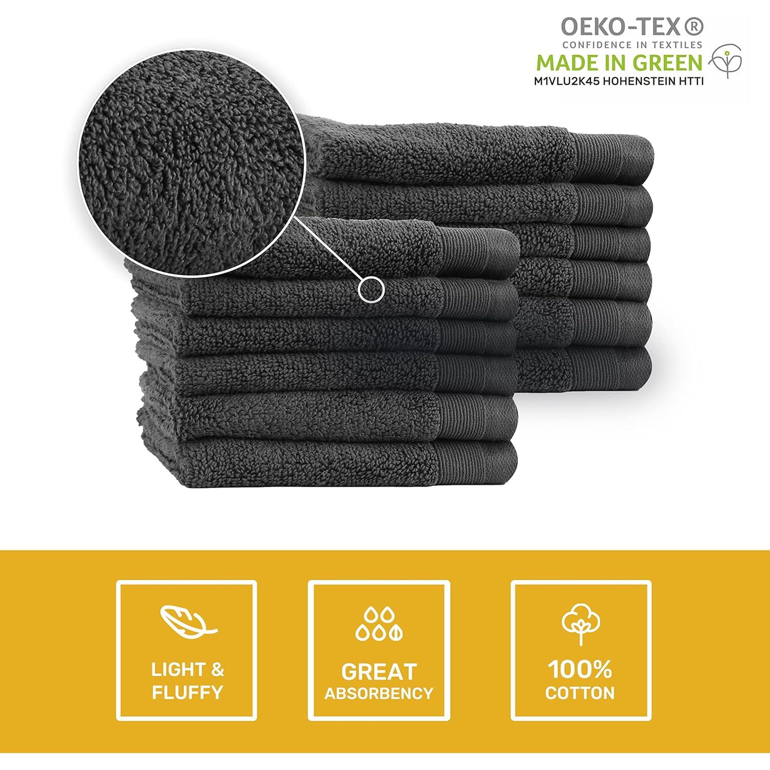 Toallas de Lavado 100% Algodón California Design Den - 12 Piezas 33x33cm