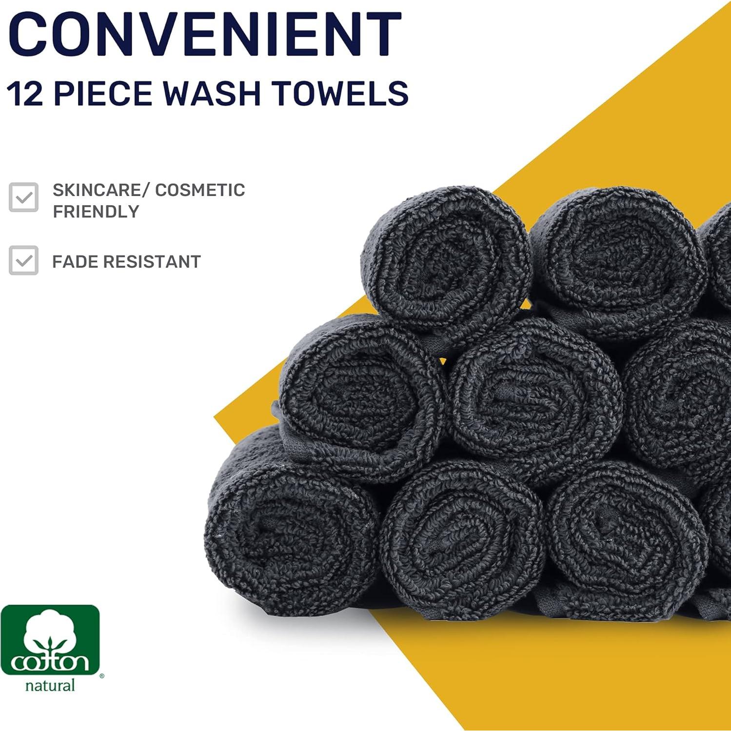 Toallas de Lavado 100% Algodón California Design Den - 12 Piezas 33x33cm