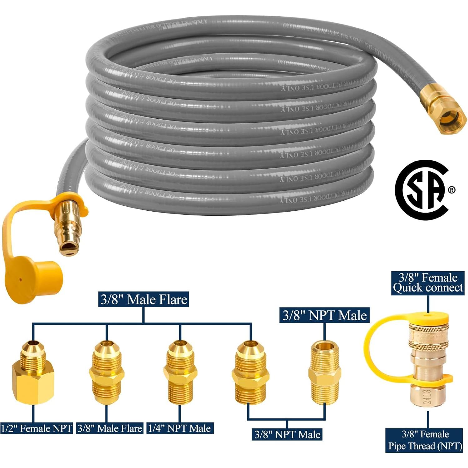 Manguera de gas natural 3/8" ID 12 pies Dingbaayee