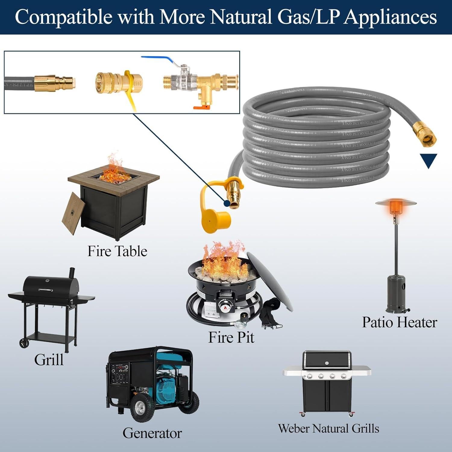 Manguera de gas natural 3/8" ID 12 pies Dingbaayee