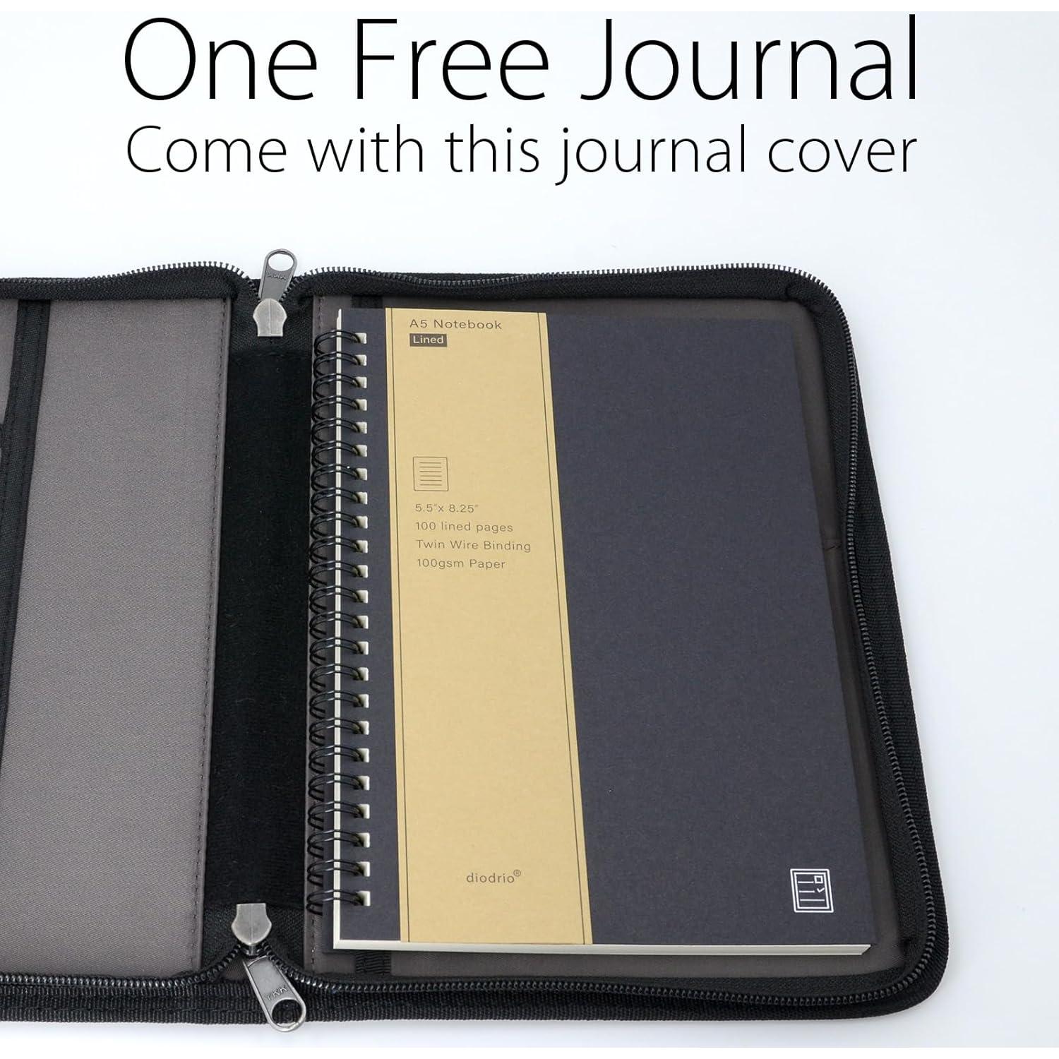 Cubierta de Cuaderno A5 Diodrio con Cremallera YKK Negra