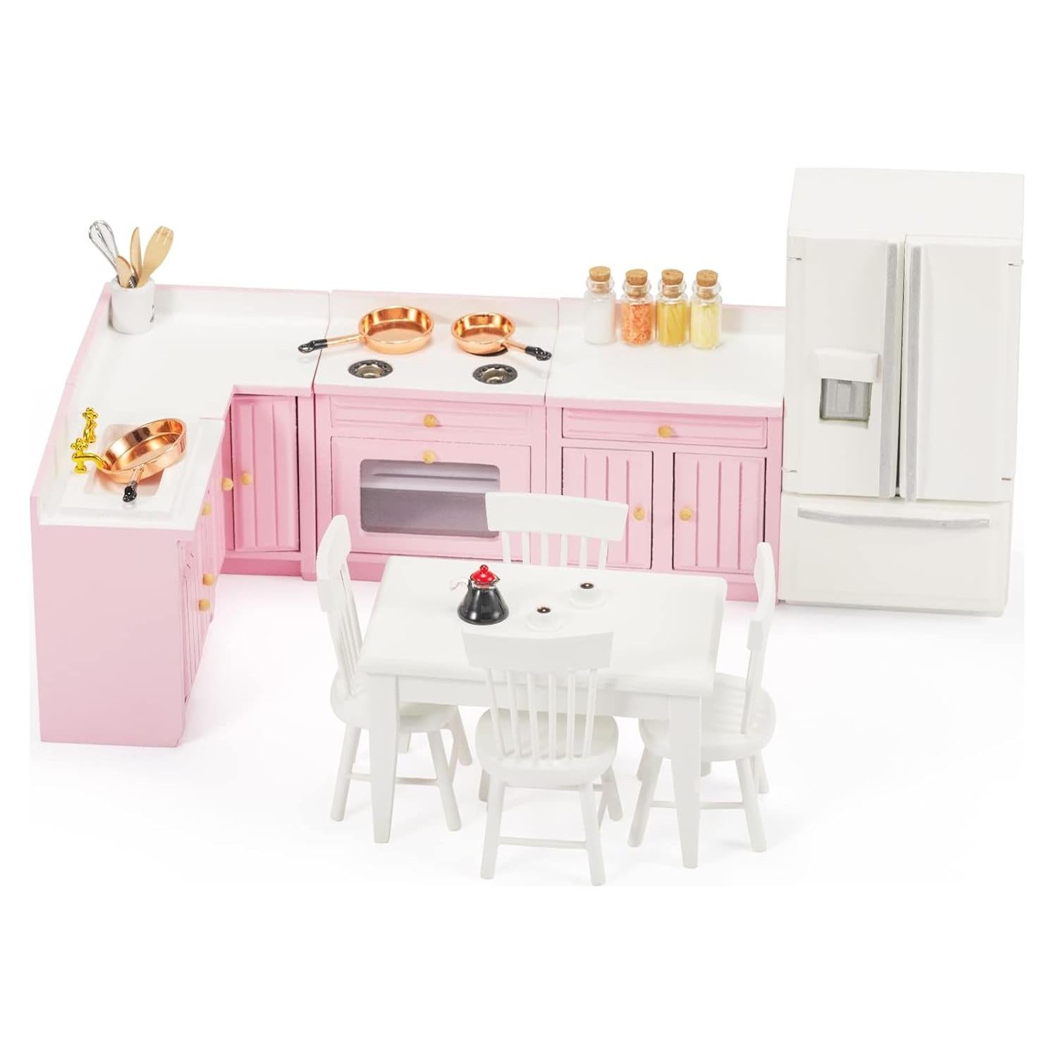 Conjunto de Muebles para Casa de Muñecas SAMCAMI Rosa 1:12