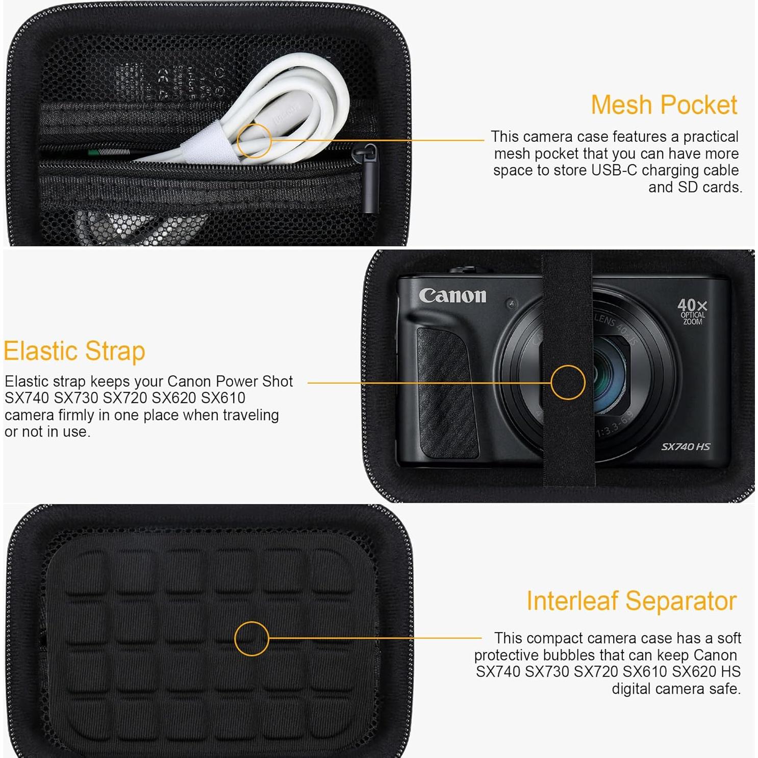 Funda RAIALL para Cámara Canon PowerShot SX740 HS - Negro