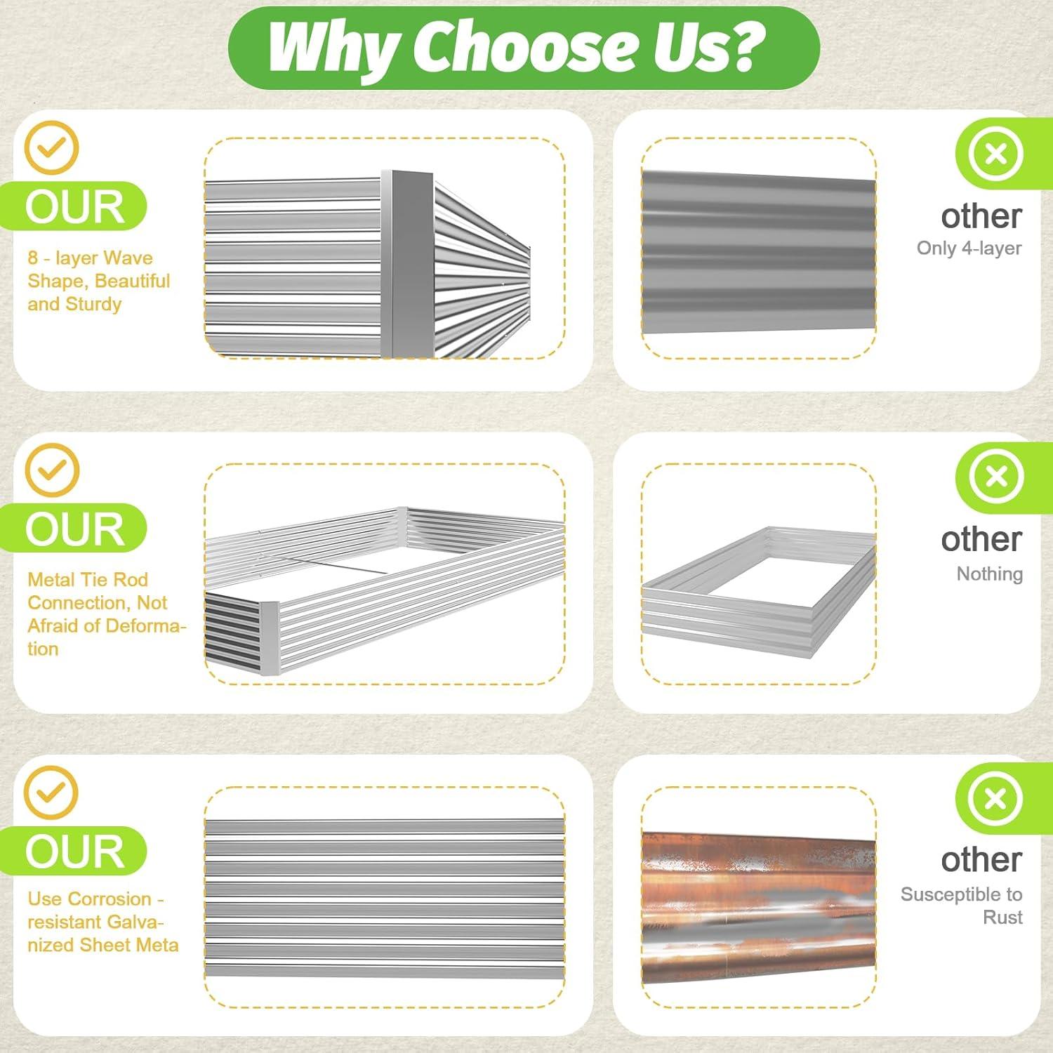 Paquete de 3 Cajas Elevadas de Jardín Galvanizadas CATMANOR 91x46 cm