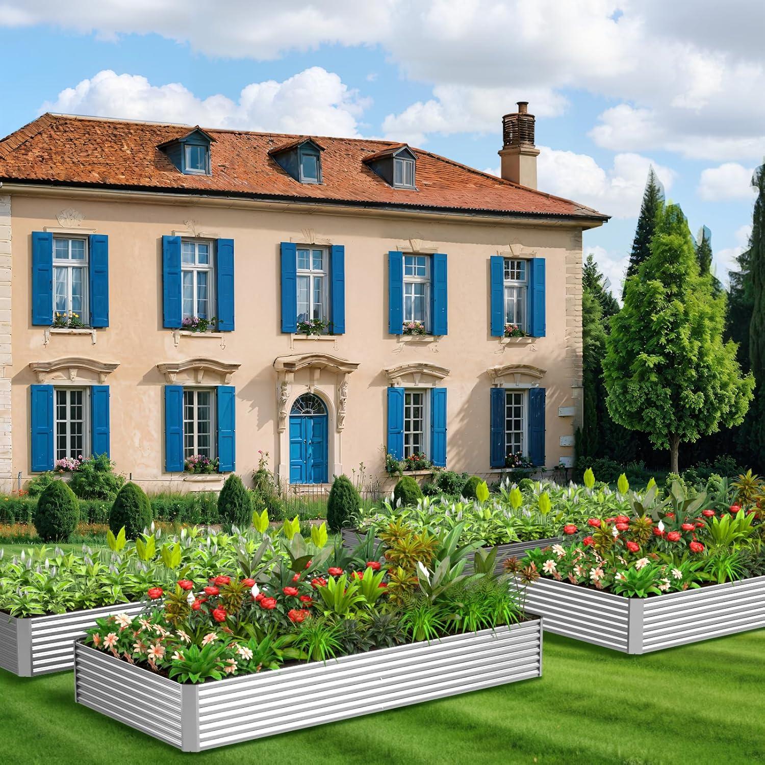 Paquete de 3 Cajas Elevadas de Jardín Galvanizadas CATMANOR 91x46 cm