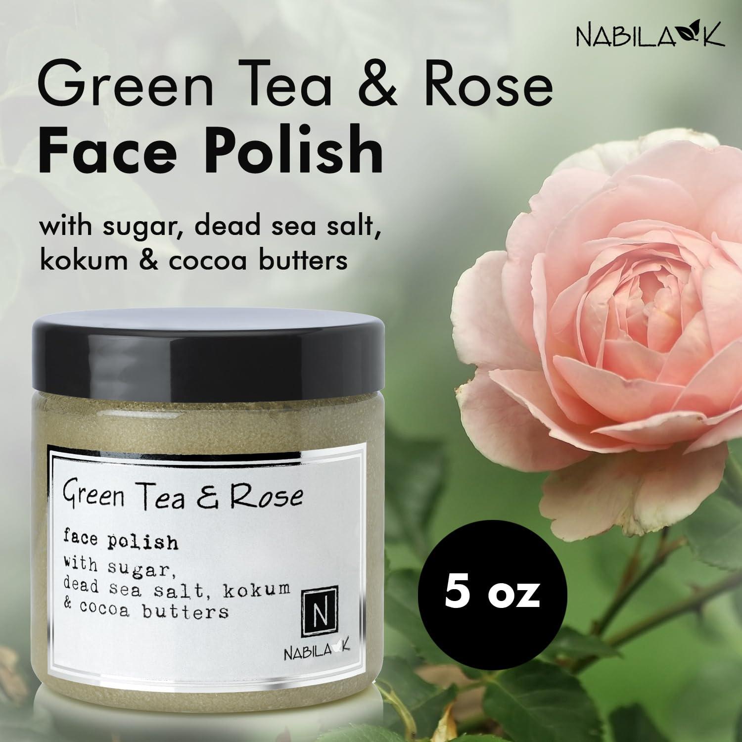 Pulido Facial Nabila K Té Verde y Rosa 142 g - Exfoliante Natural