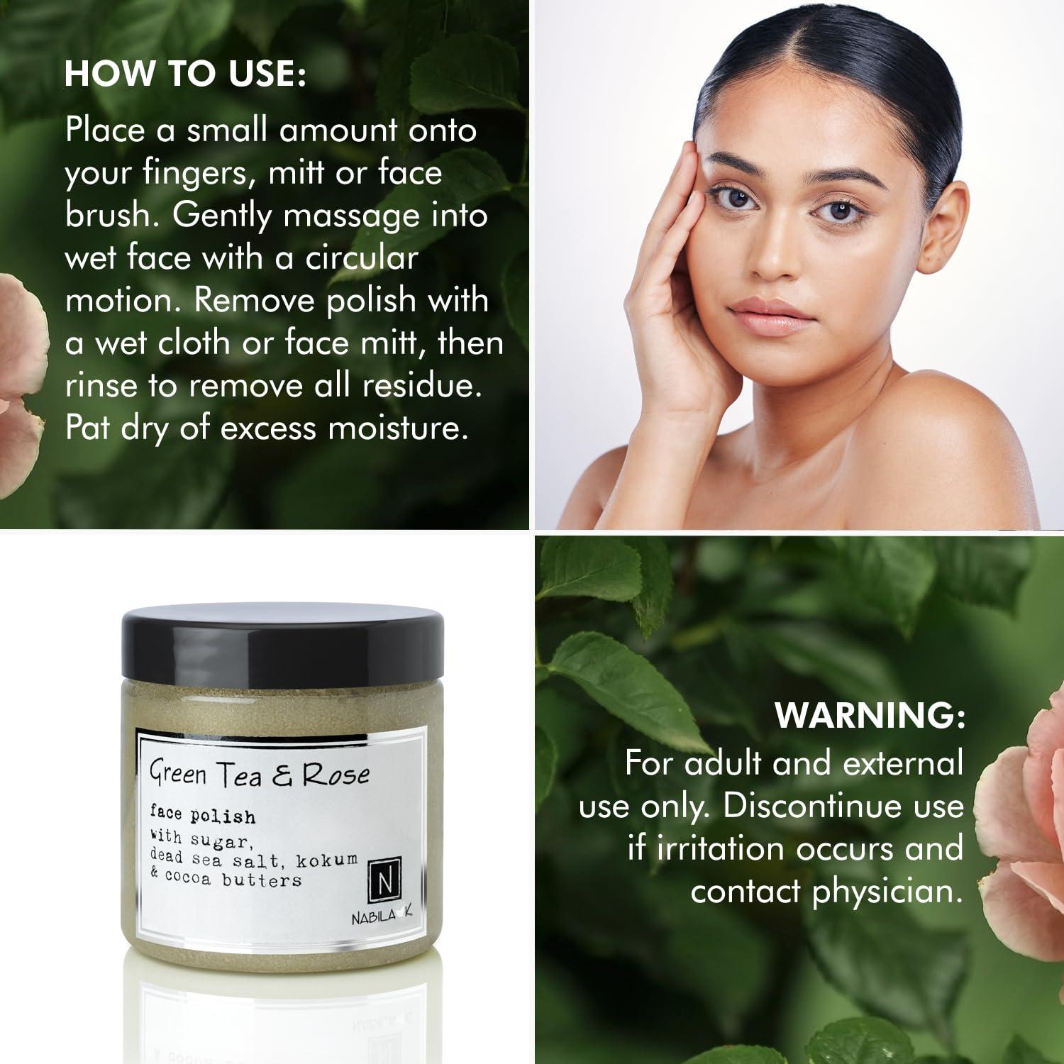 Pulido Facial Nabila K Té Verde y Rosa 142 g - Exfoliante Natural