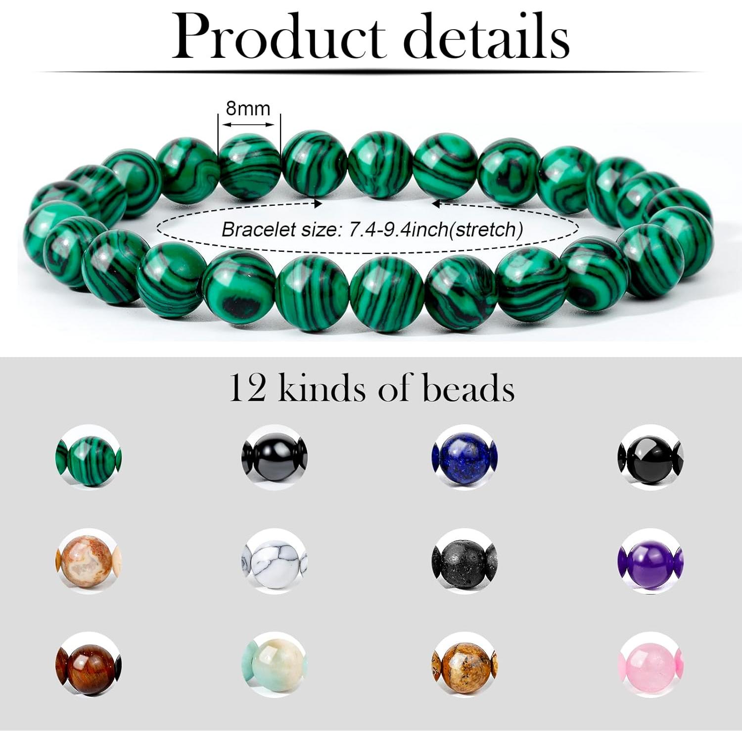 Pulseras de Chakra ONESING 12 Pcs 8mm Cristales Sanadores