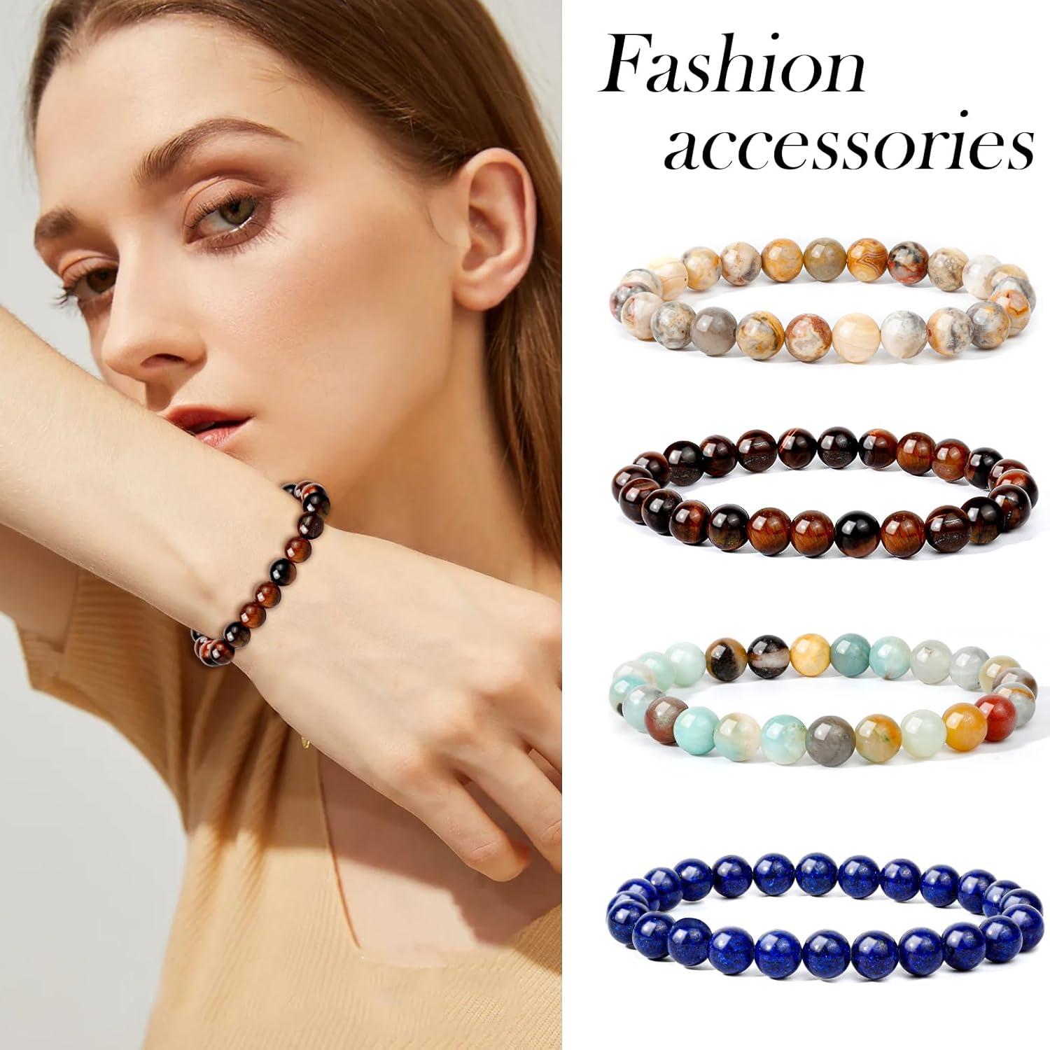 Pulseras de Chakra ONESING 12 Pcs 8mm Cristales Sanadores