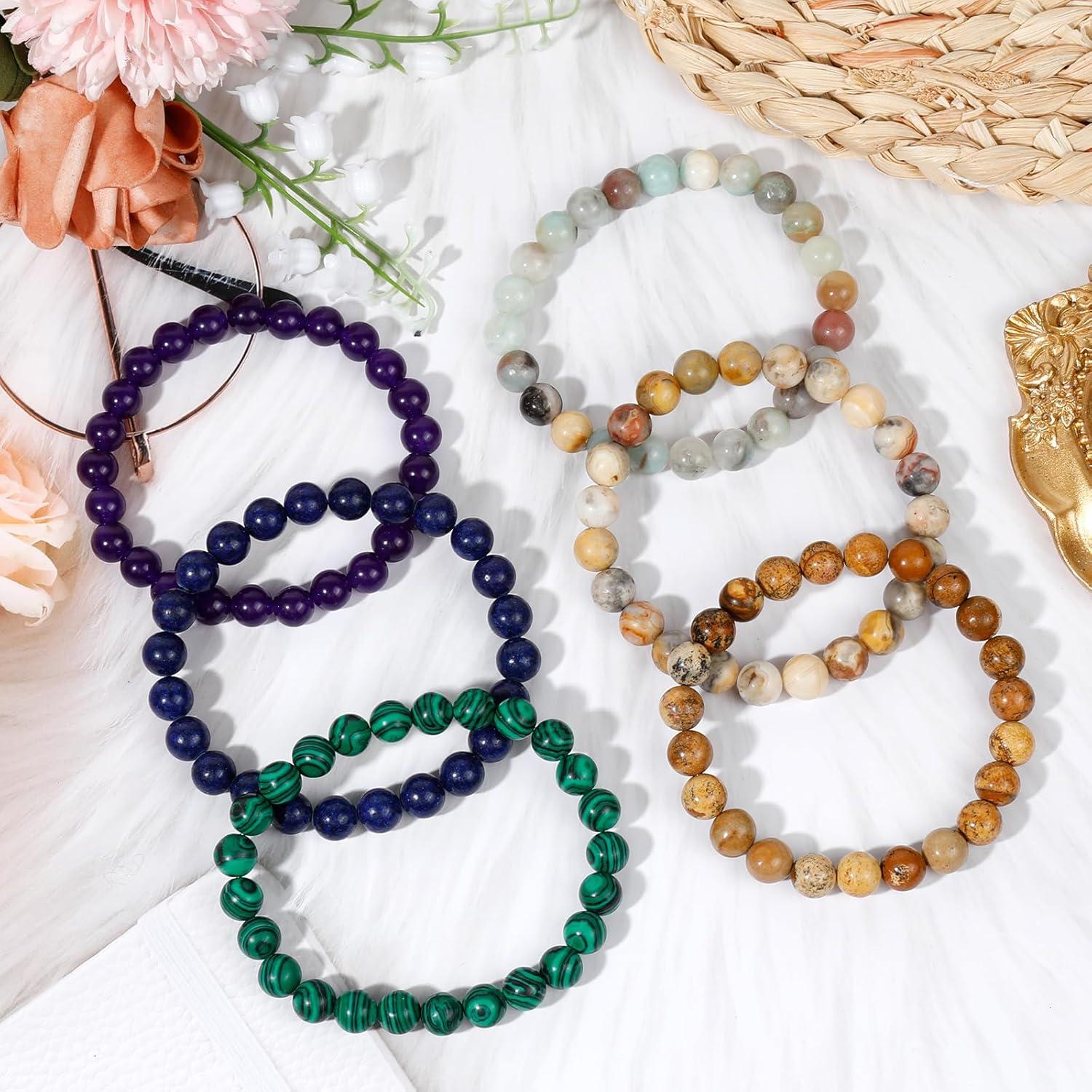 Pulseras de Chakra ONESING 12 Pcs 8mm Cristales Sanadores