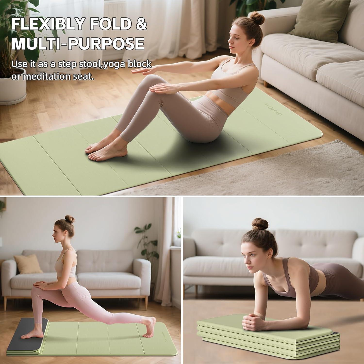 Alfombrilla de Yoga Plegable Wohao 178x61cm 12mm Antideslizante