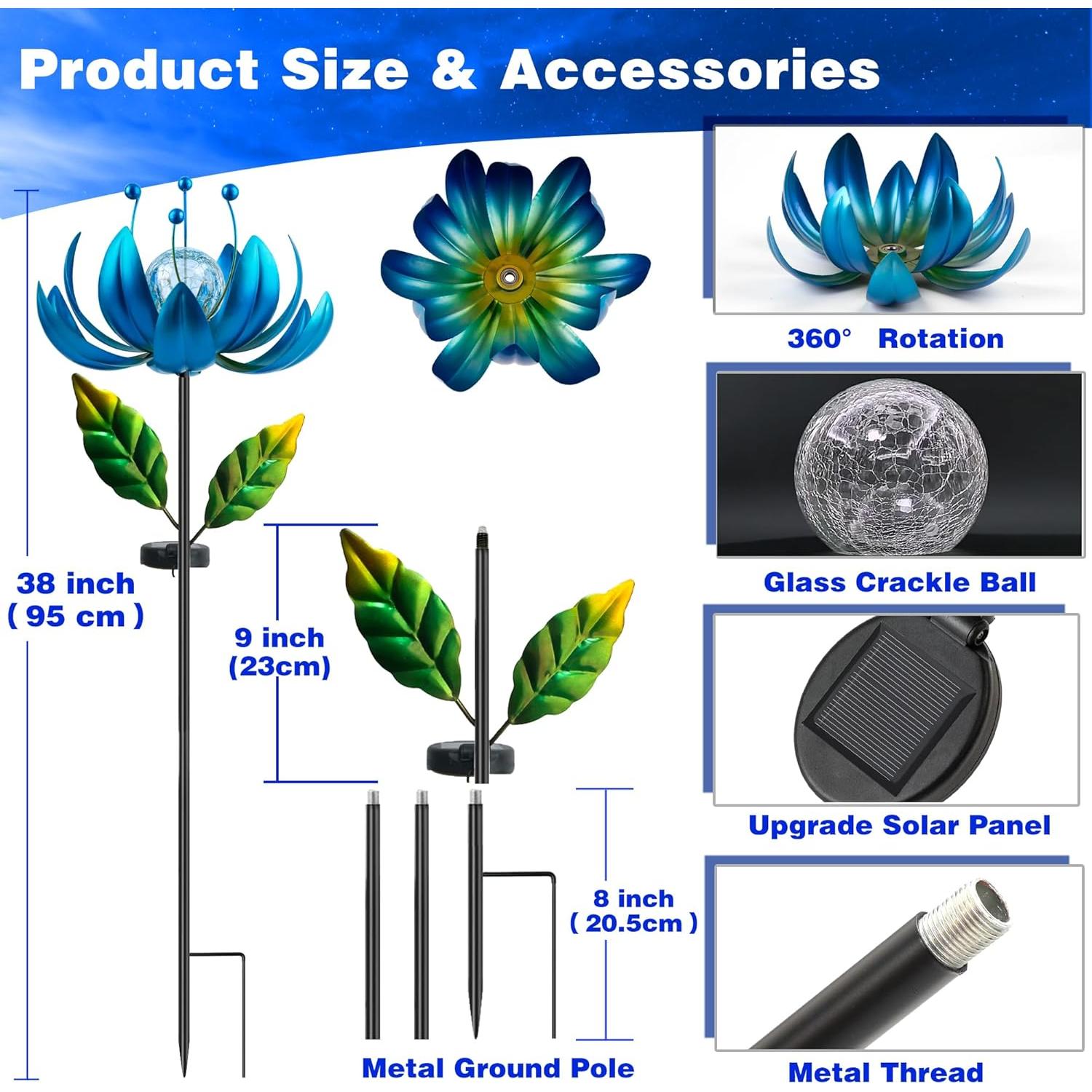 Girador de Viento Solar XPSCOCO 96.5 cm con Luz LED Multicolor