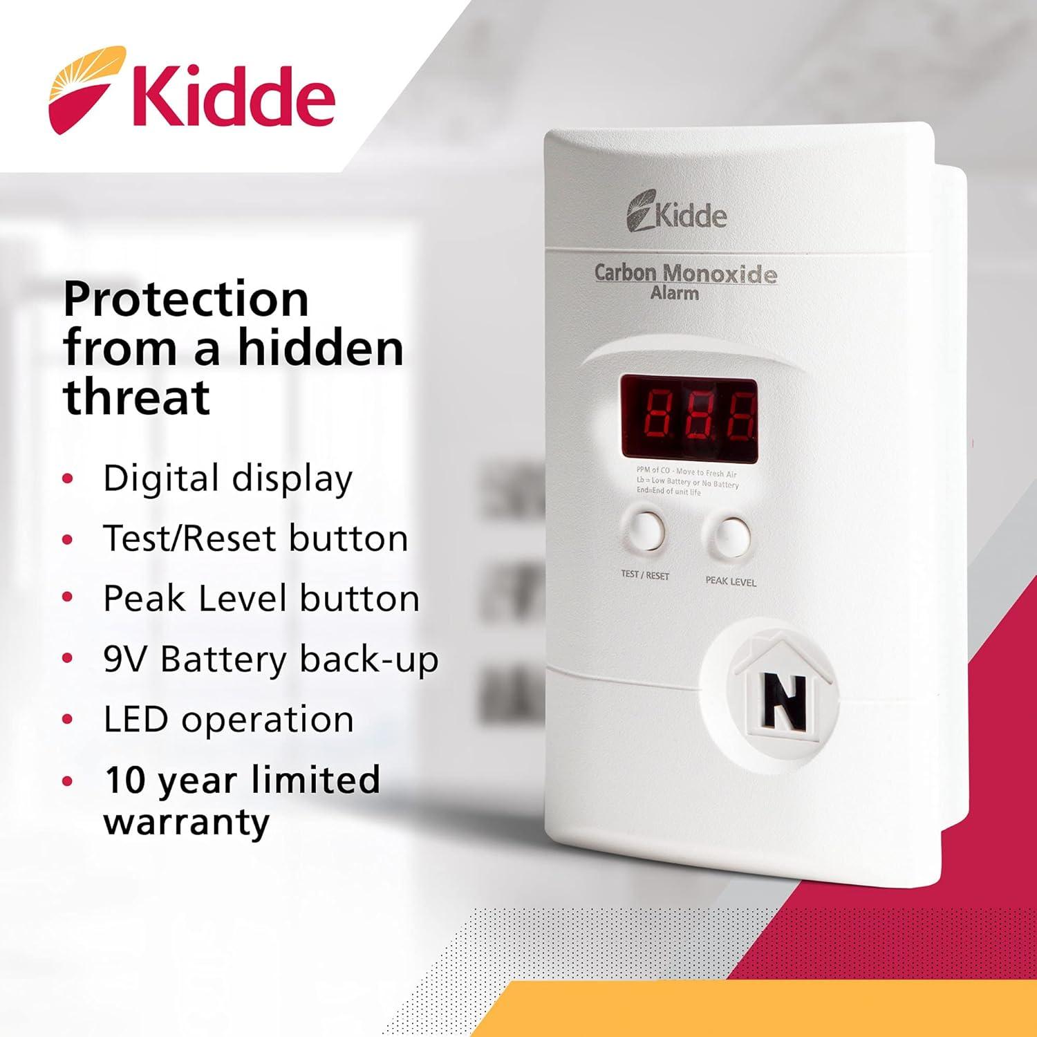 Detector de Monóxido de Carbono Kidde KN-COPP-3 Enchufable con Pantalla Digital