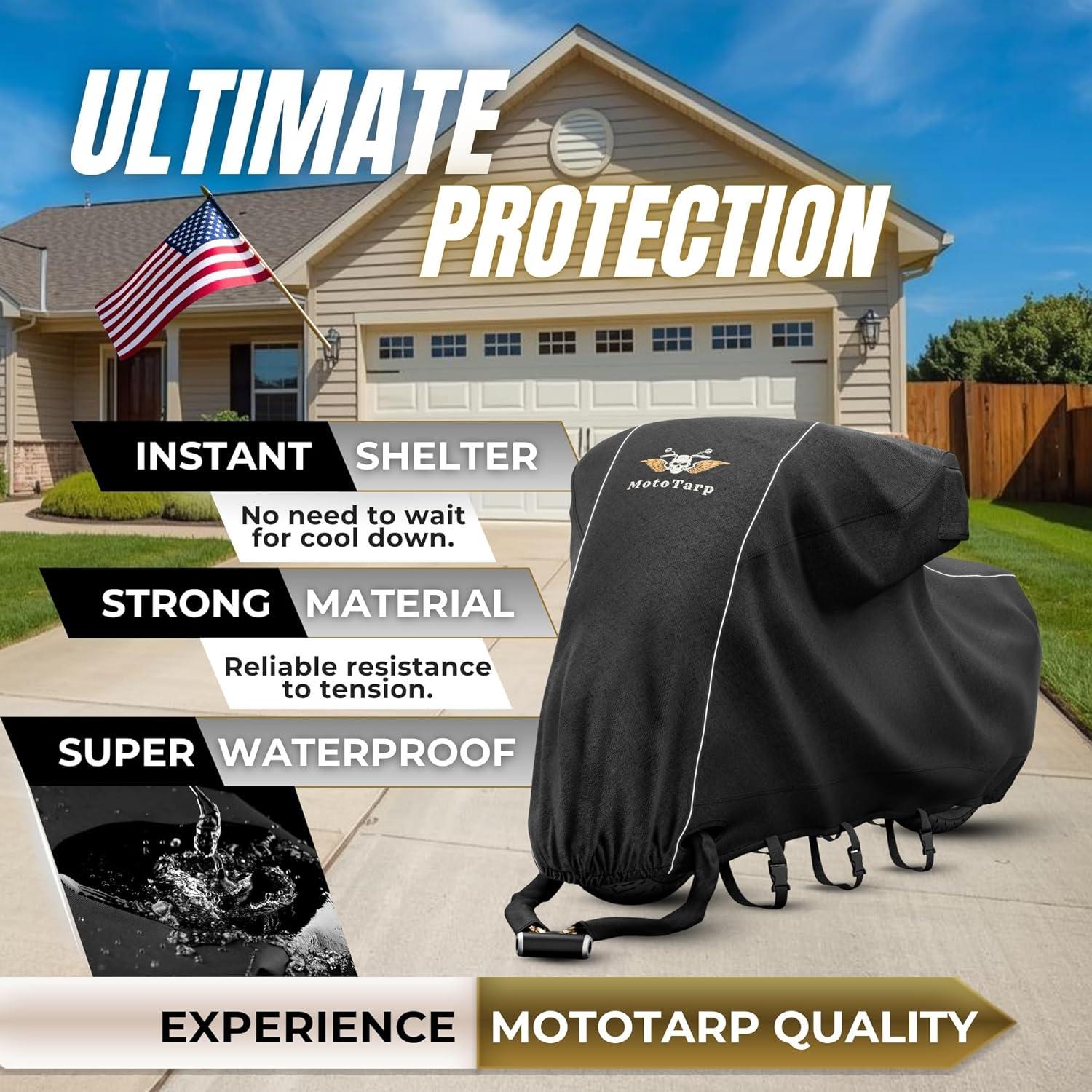 Cubierta de Motocicleta MotoTarp 2XL 100% Impermeable Negra