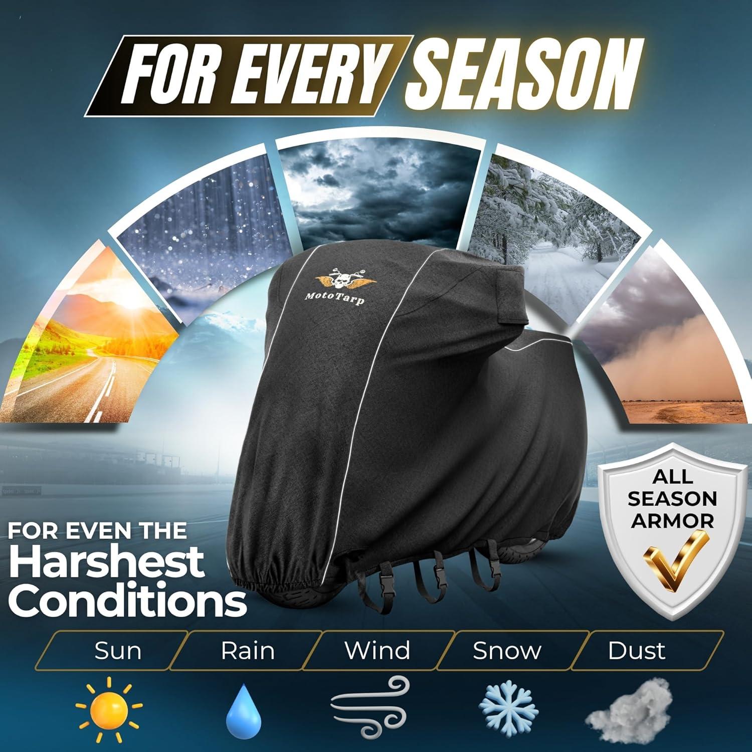 Cubierta de Motocicleta MotoTarp 2XL 100% Impermeable Negra
