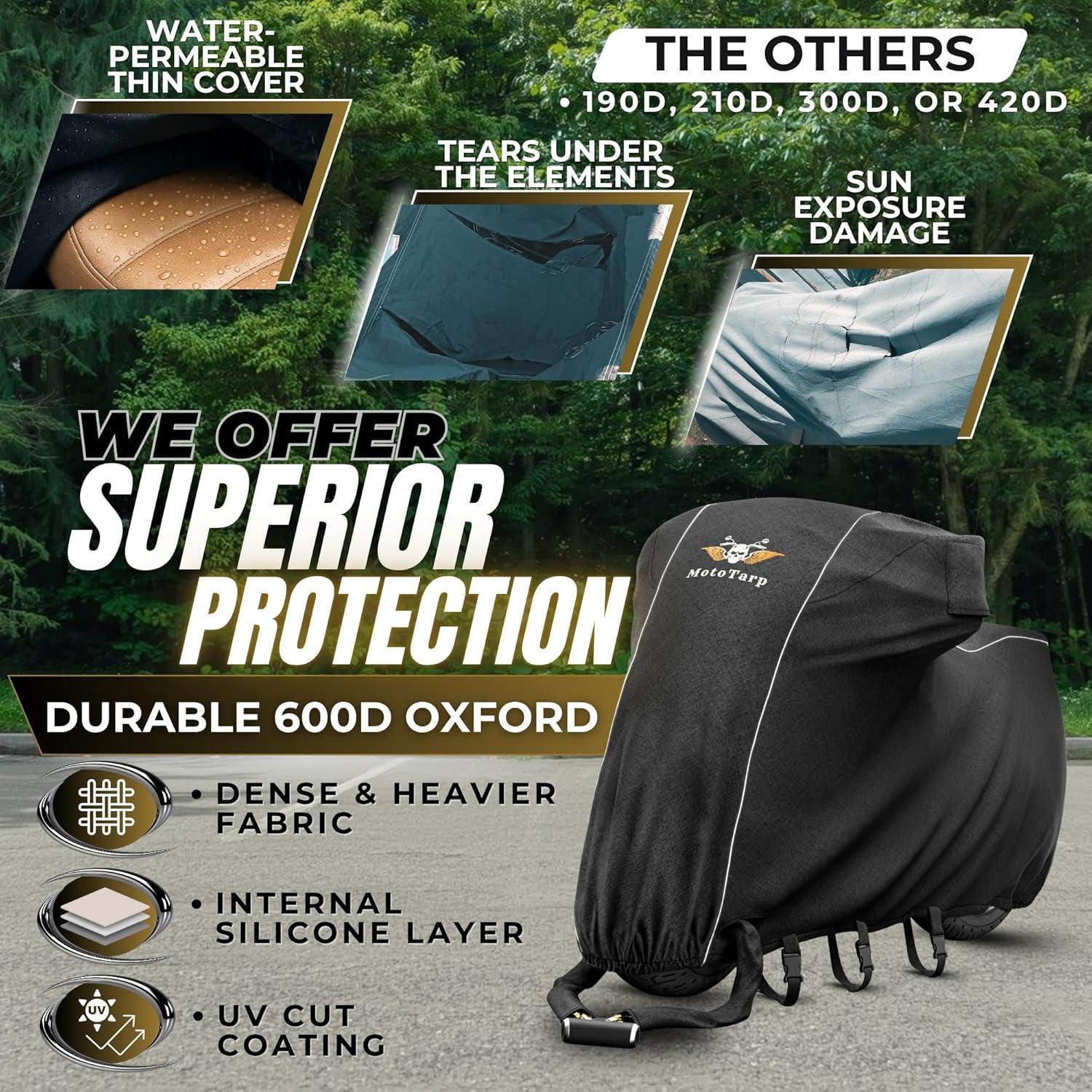 Cubierta de Motocicleta MotoTarp 2XL 100% Impermeable Negra